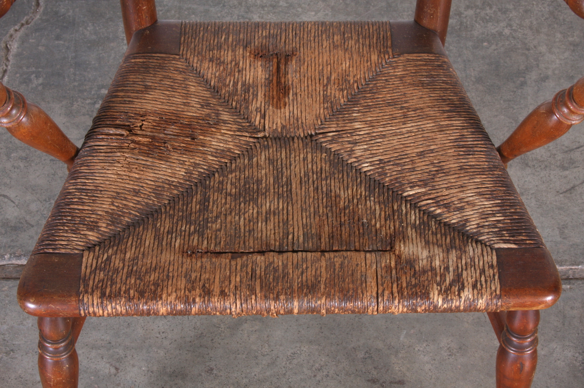 Antique Ladder Back Chair with Rush Seat