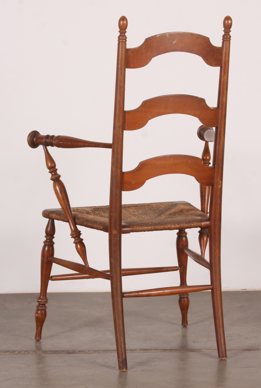 Antique Ladder Back Chair with Rush Seat