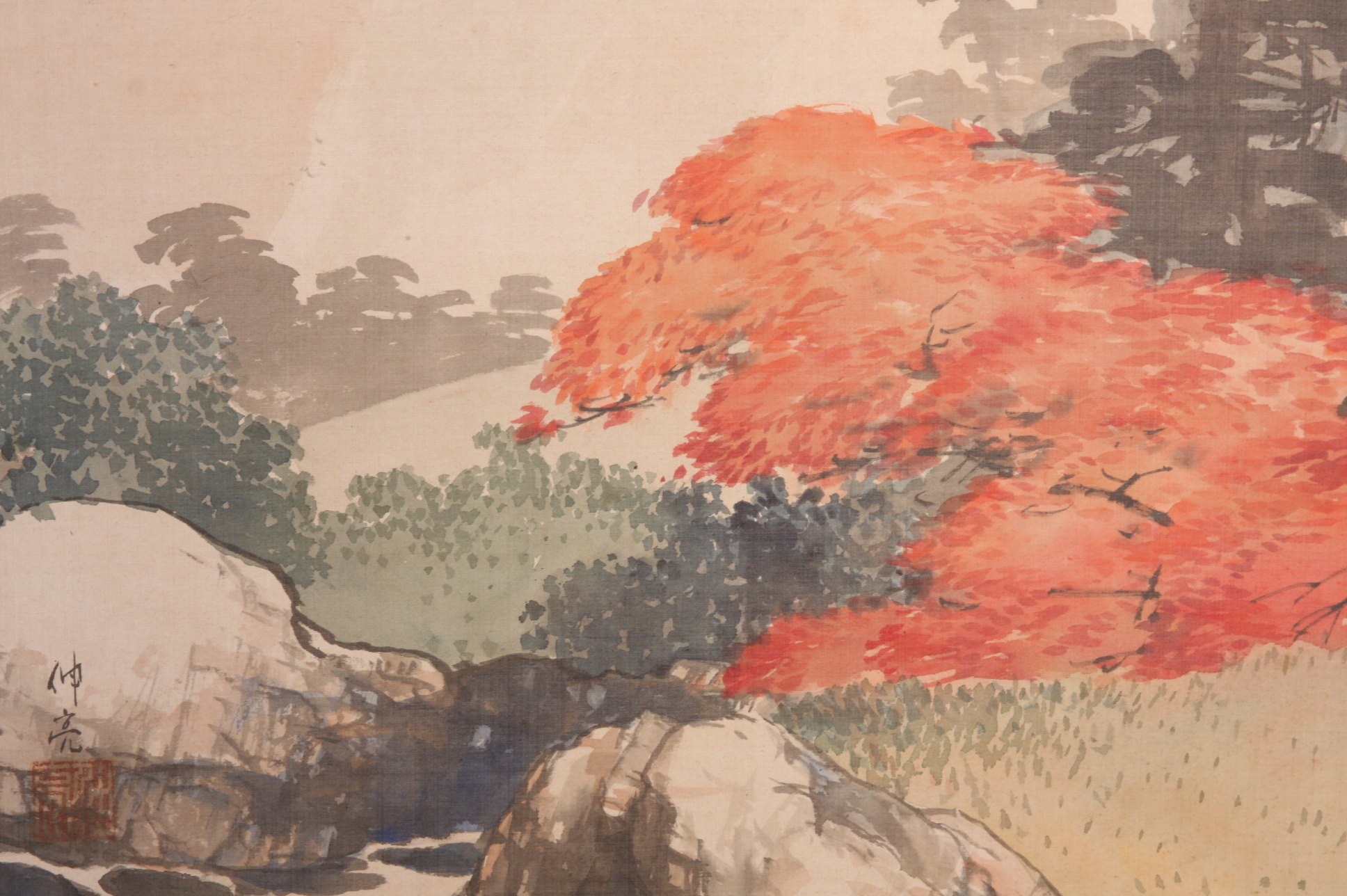 Pair of Large Antique Japanese Folding Screen