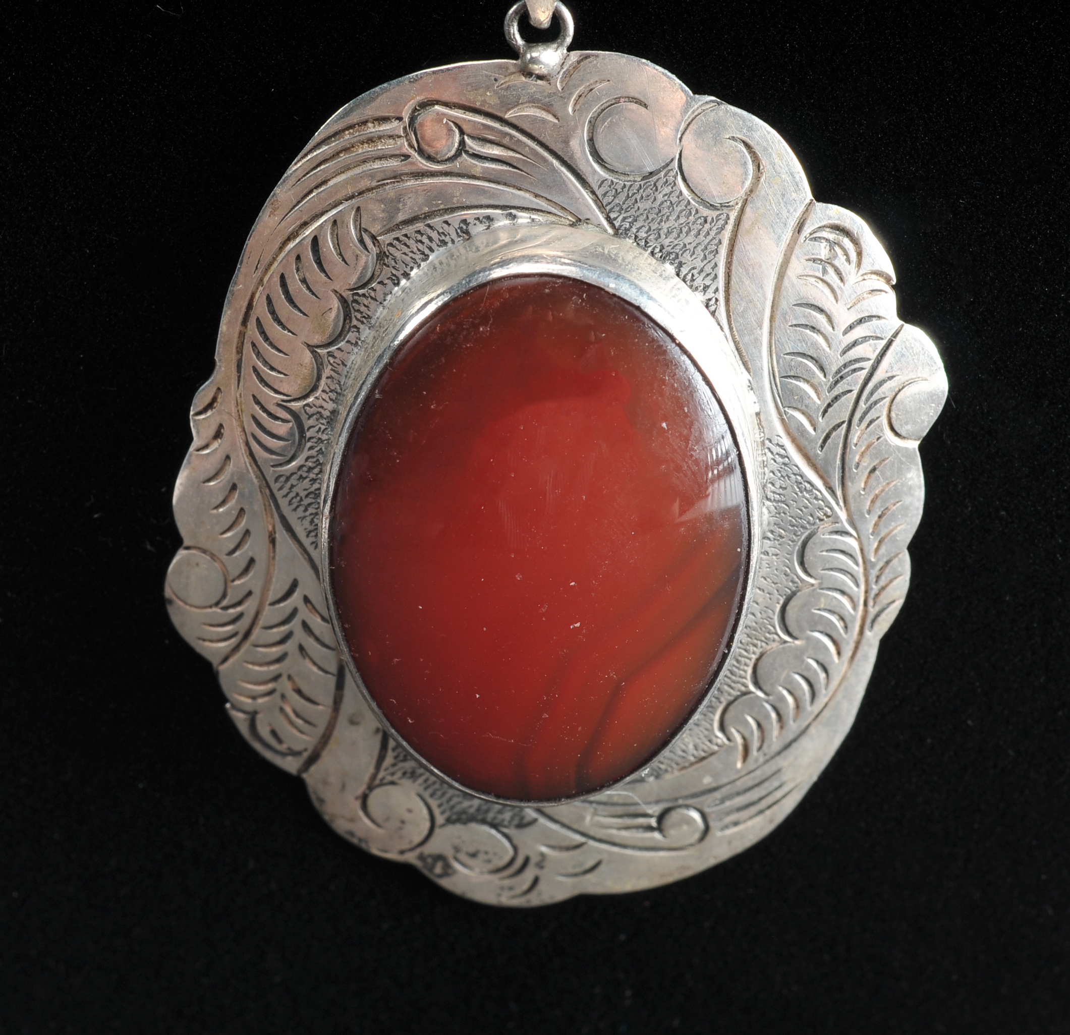 Engraved sterling silver pendant and 30" sterling silverbox chain