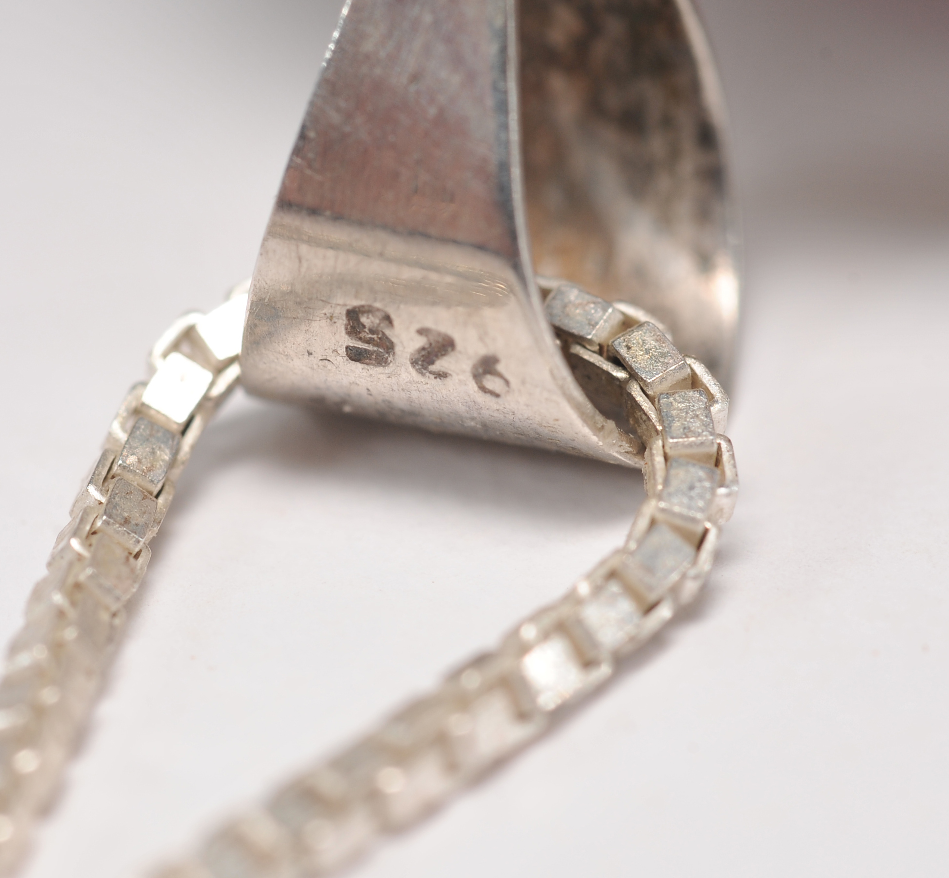 Engraved sterling silver pendant and 30" sterling silverbox chain