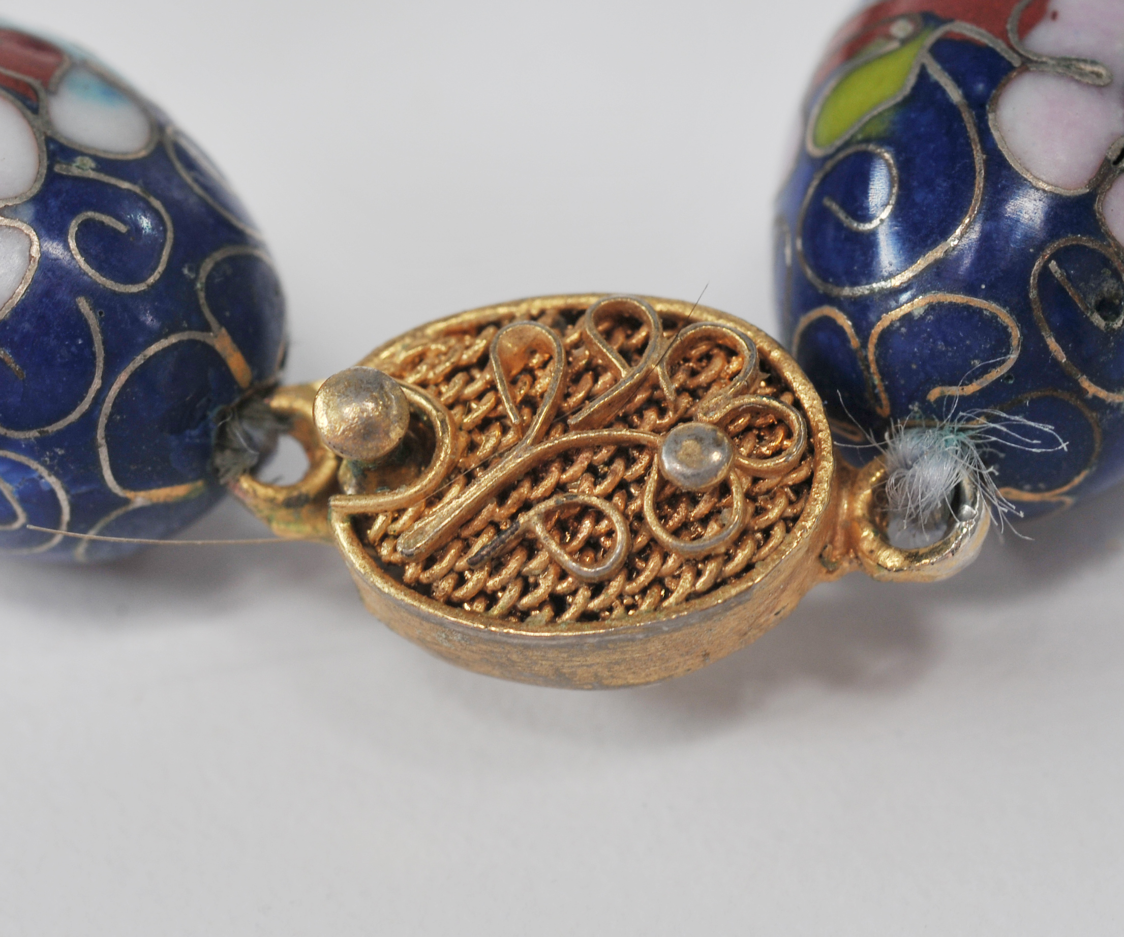 Early 20th Century Chinese Cloisonne necklace with matching clip back earrings