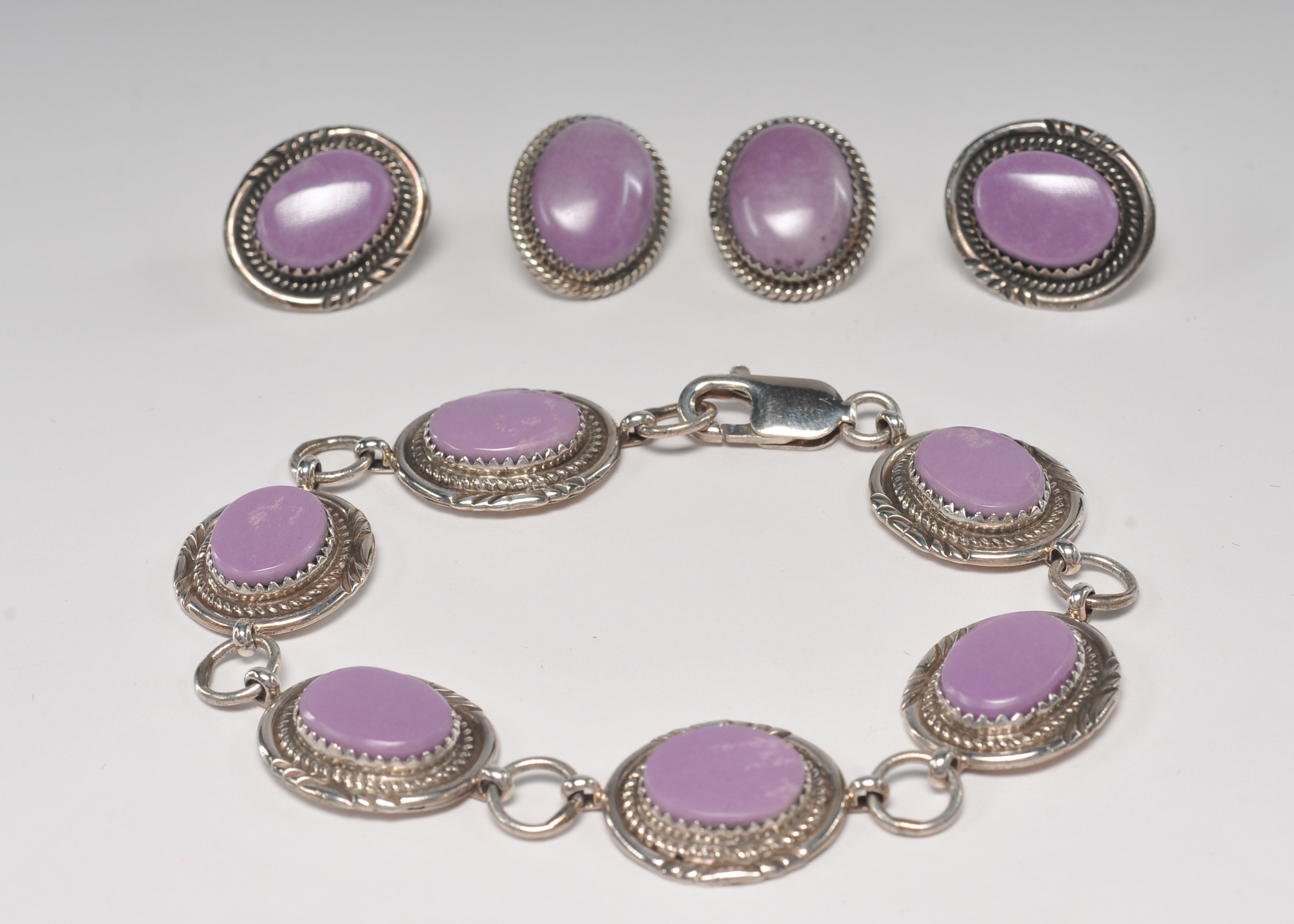 Navajo sterling silver bracelet and earrings