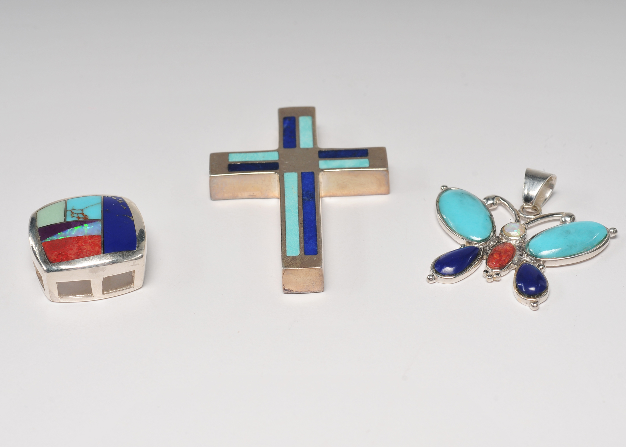Sterling silver inlaid Southwestern style jewelry