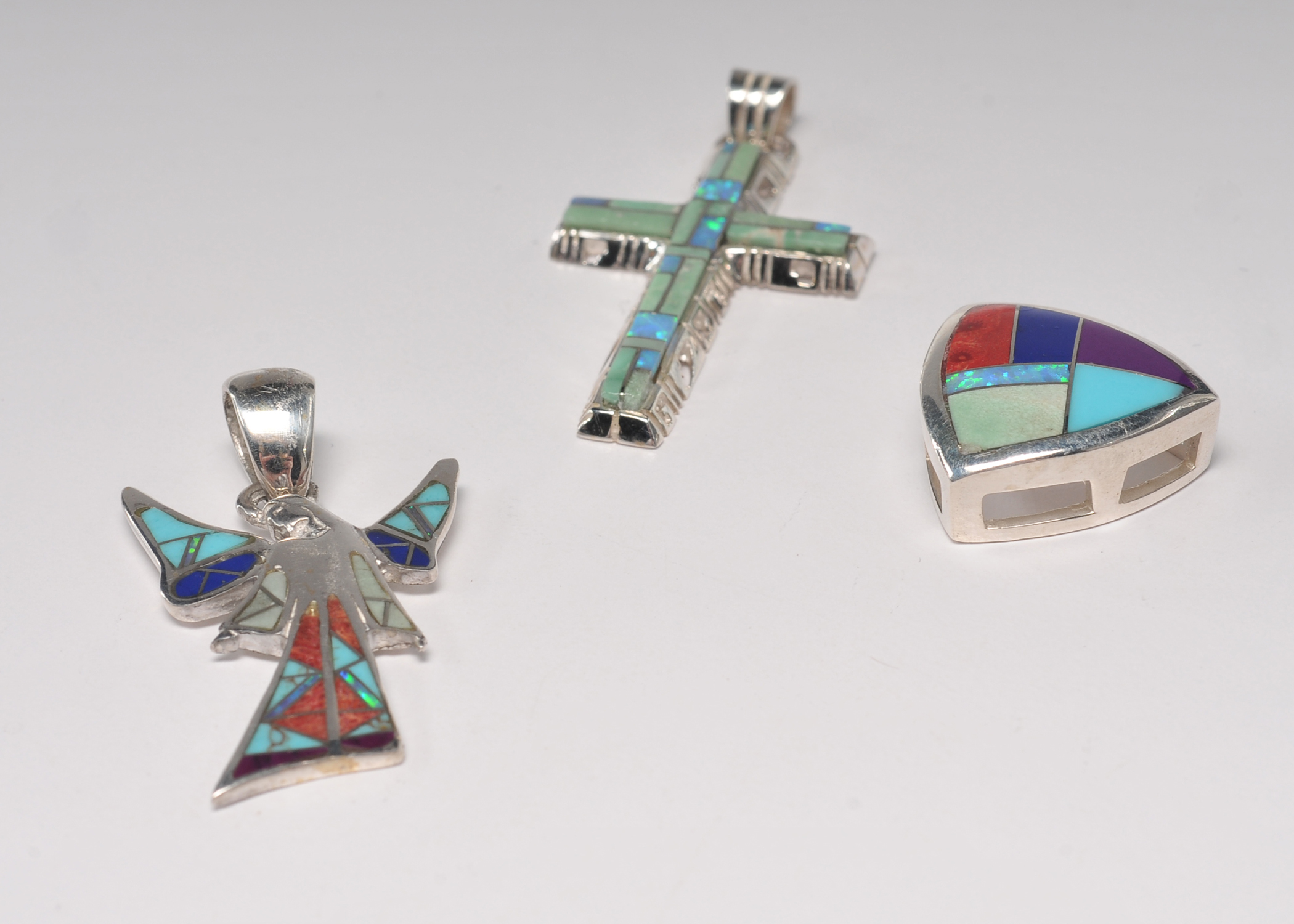 Sterling silver inlaid Southwestern style jewelry