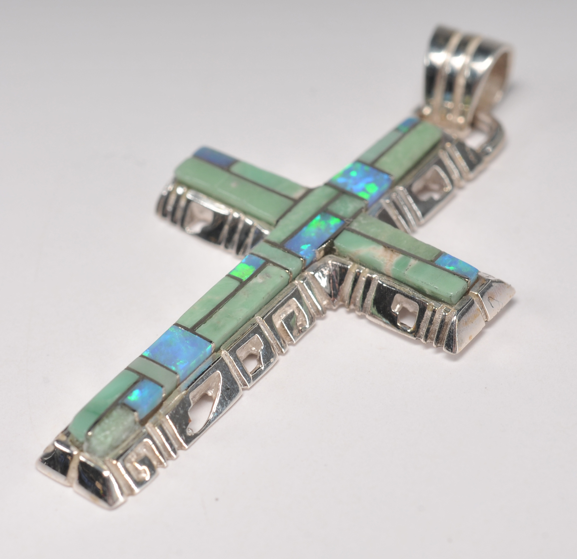 Sterling silver inlaid Southwestern style jewelry