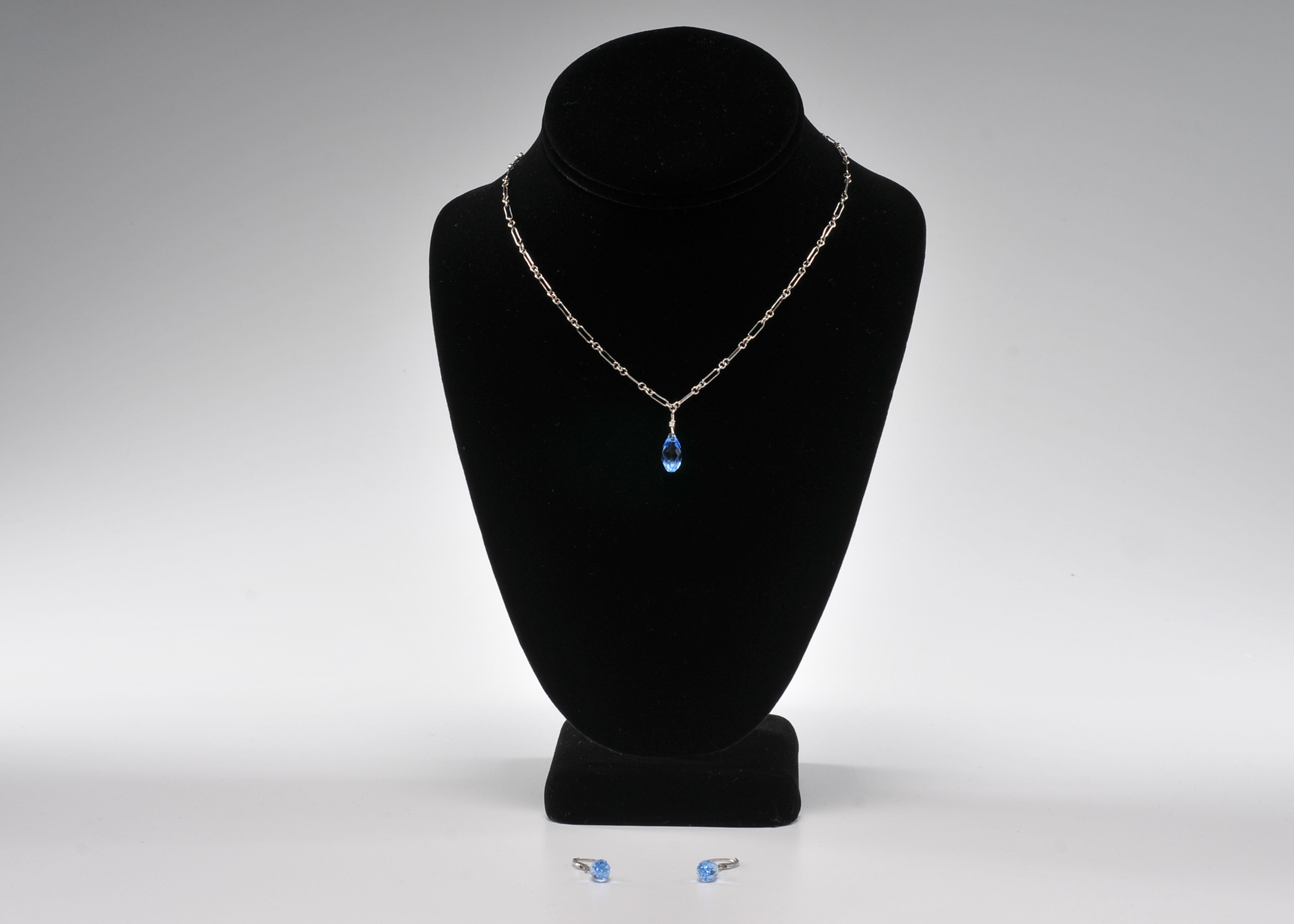 Sterling silver and crystal necklace and coordinating dangly earrings 