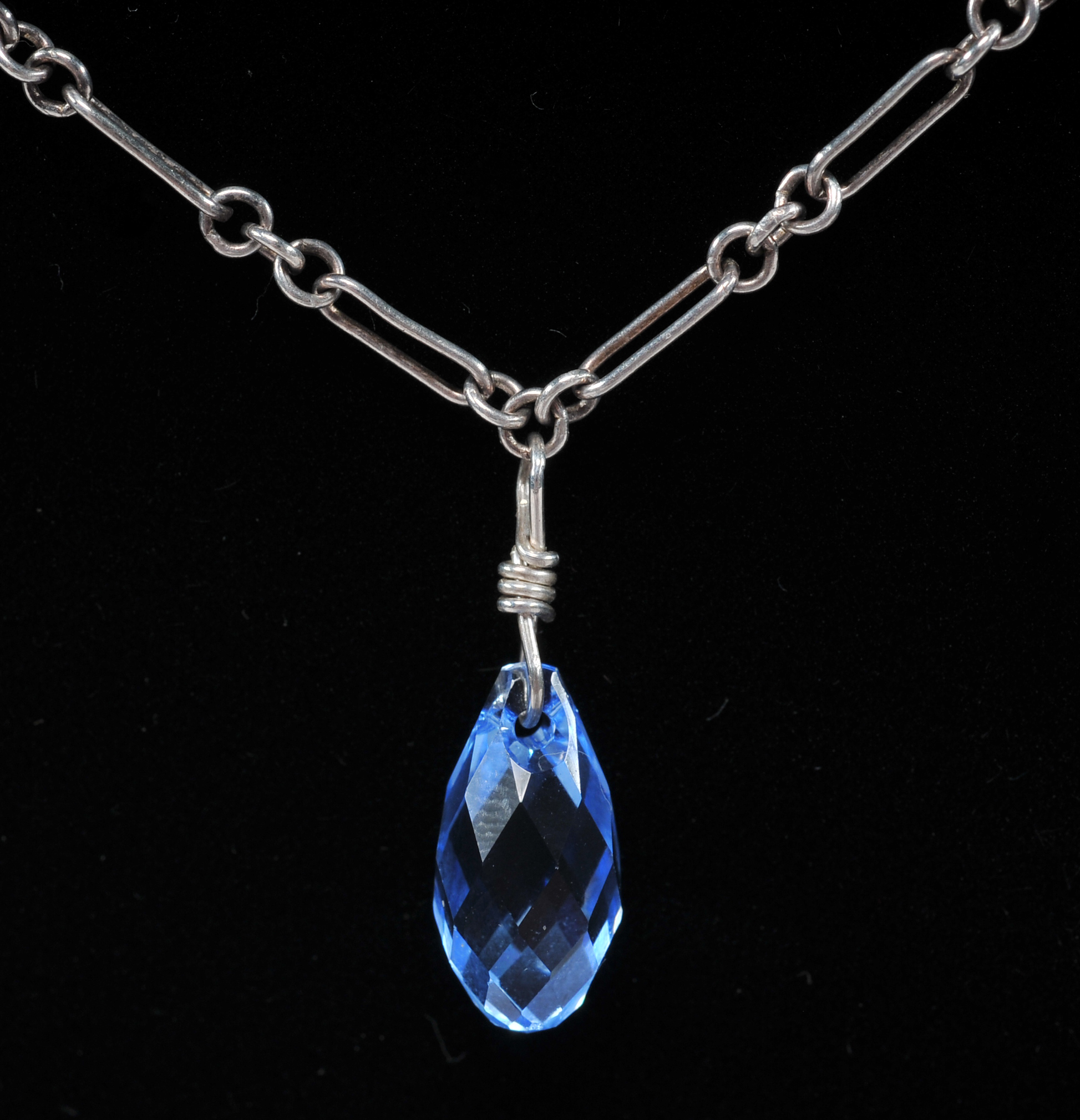 Sterling silver and crystal necklace and coordinating dangly earrings 