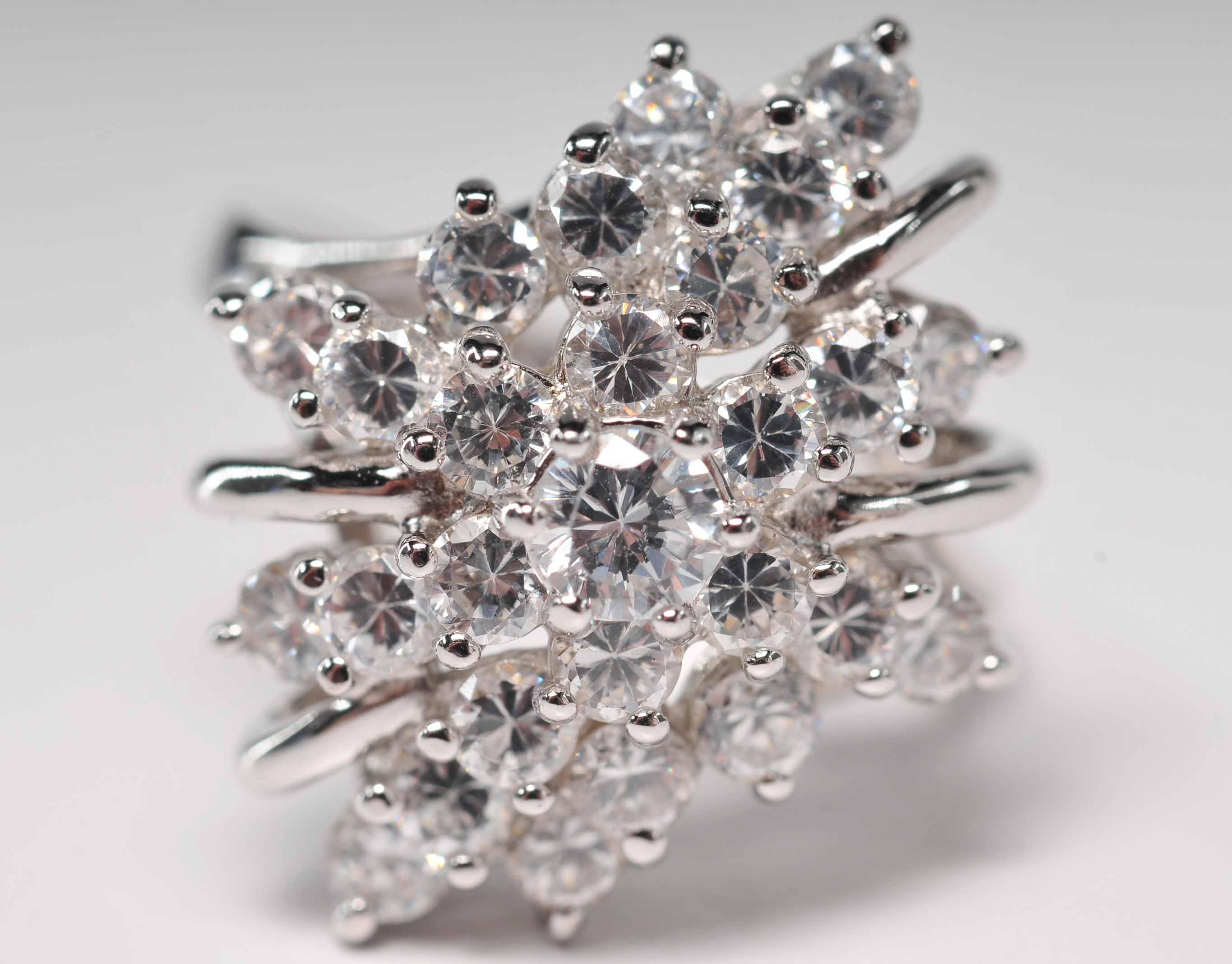 Collection of five gorgeous ladies sterling silver cubic zirconia rings 