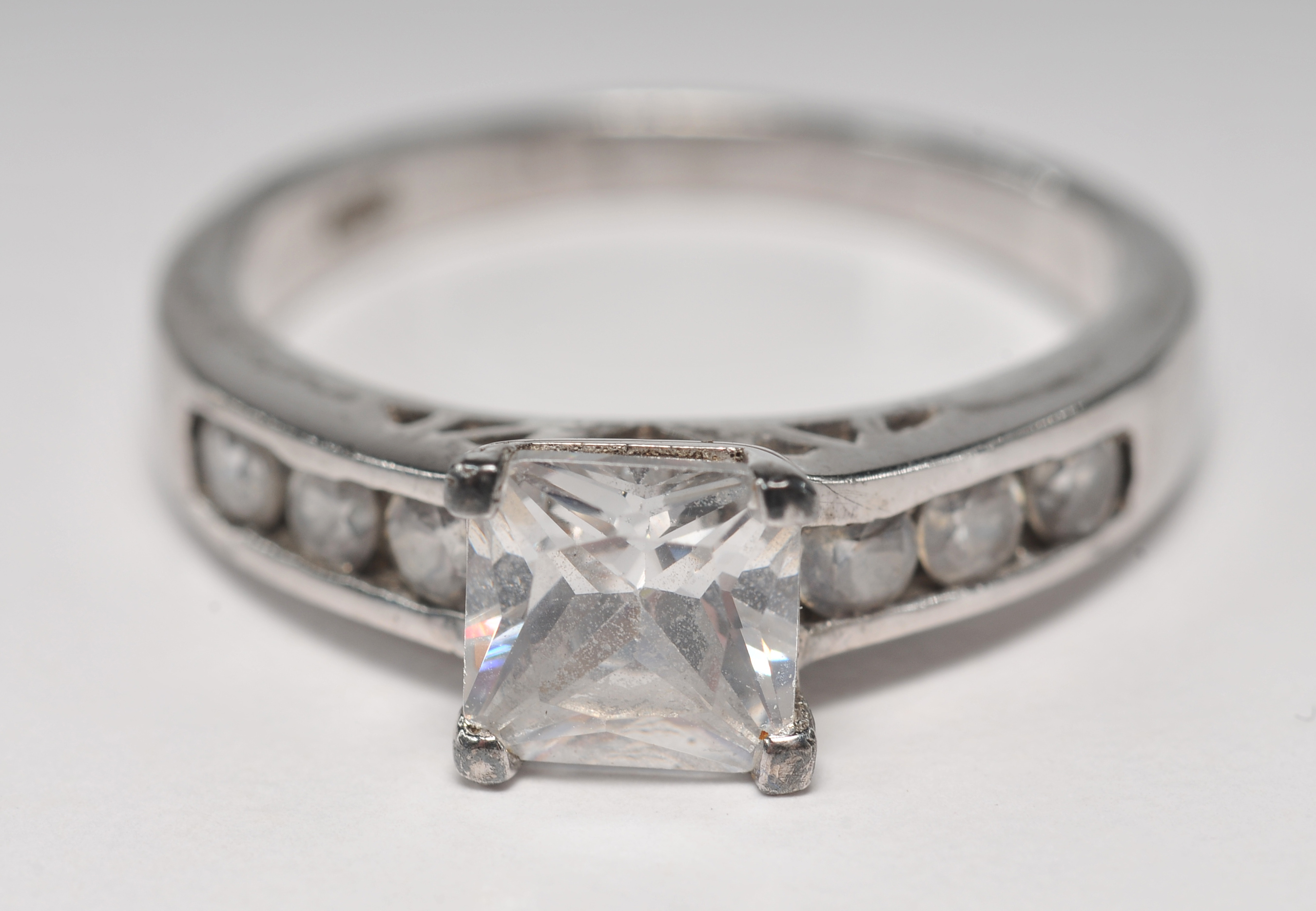 Collection of five gorgeous ladies sterling silver cubic zirconia rings 