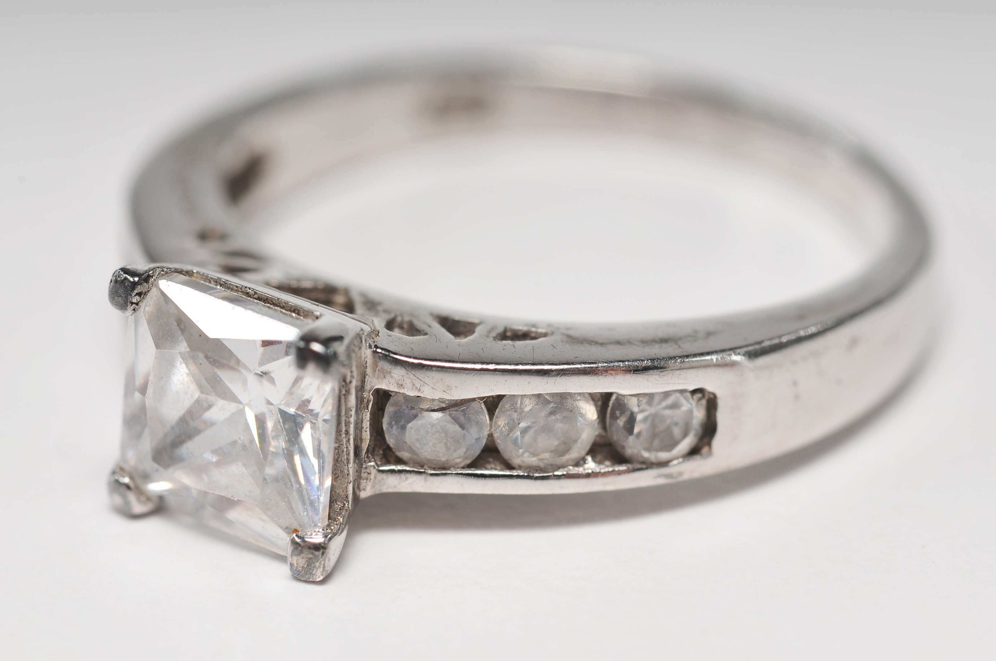 Collection of five gorgeous ladies sterling silver cubic zirconia rings 