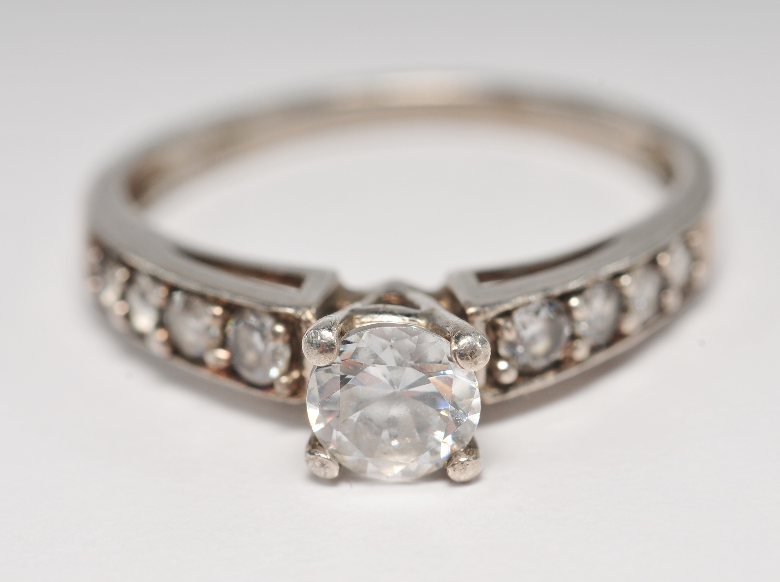 Collection of five gorgeous ladies sterling silver cubic zirconia rings 