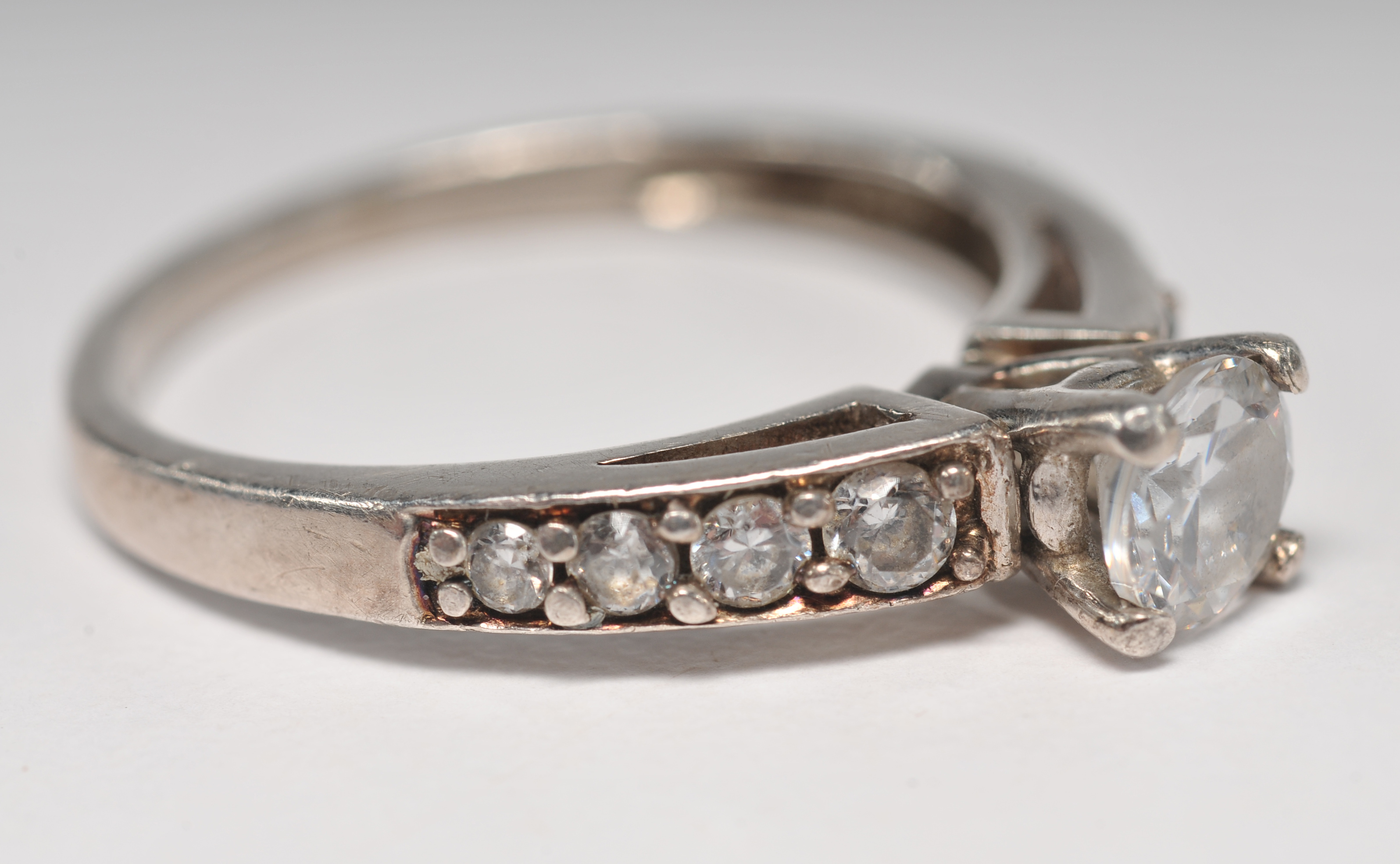 Collection of five gorgeous ladies sterling silver cubic zirconia rings 