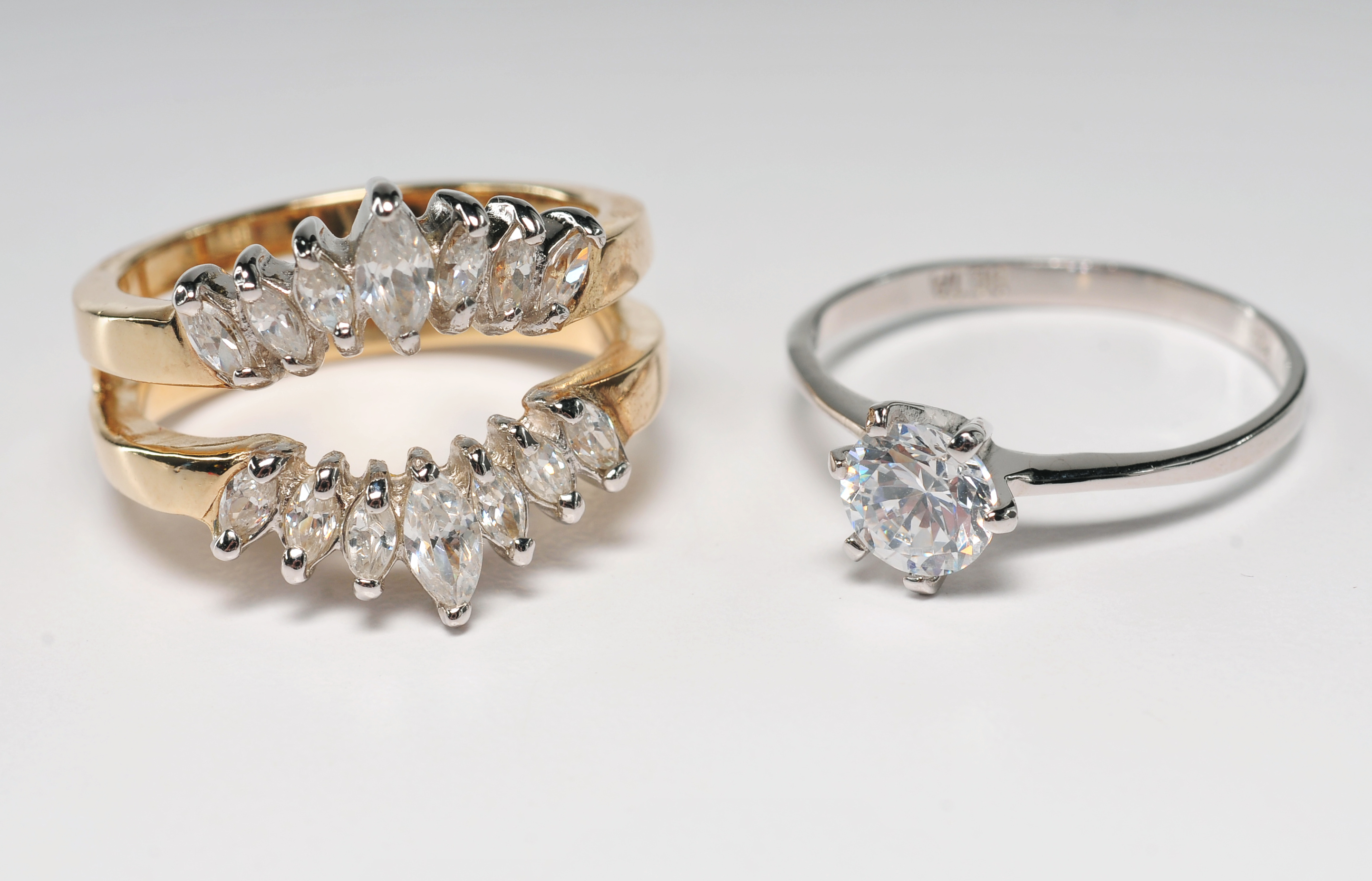 Two Ladies sterling silver and cubic zirconia rings