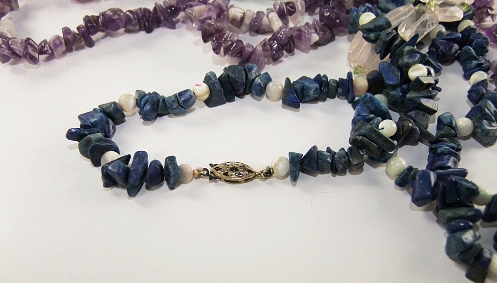 Collection of natural stone hand beaded necklaces