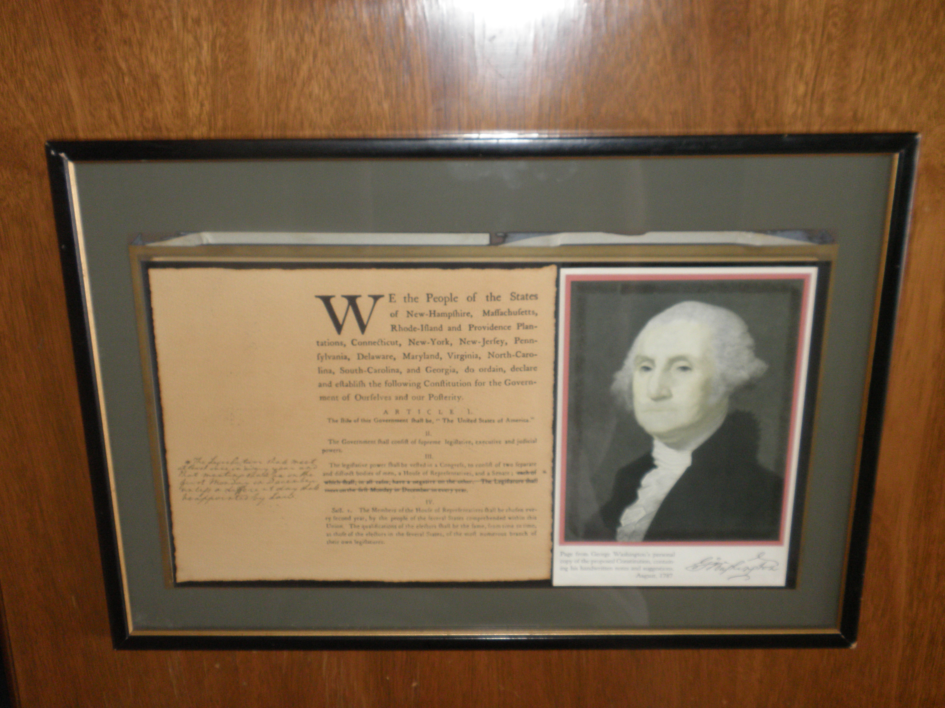 Framed Page From Washington's Journal
