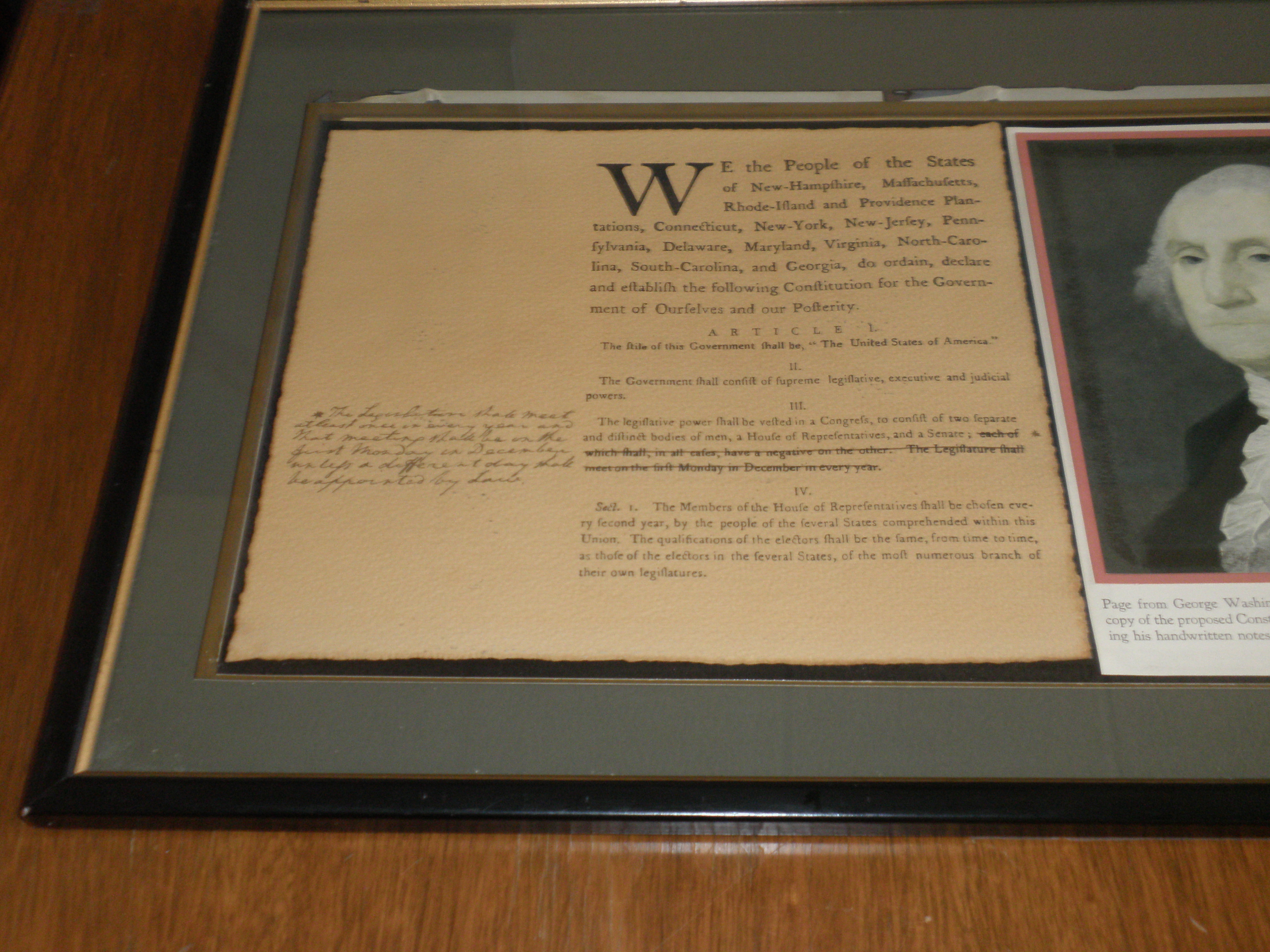 Framed Page From Washington's Journal