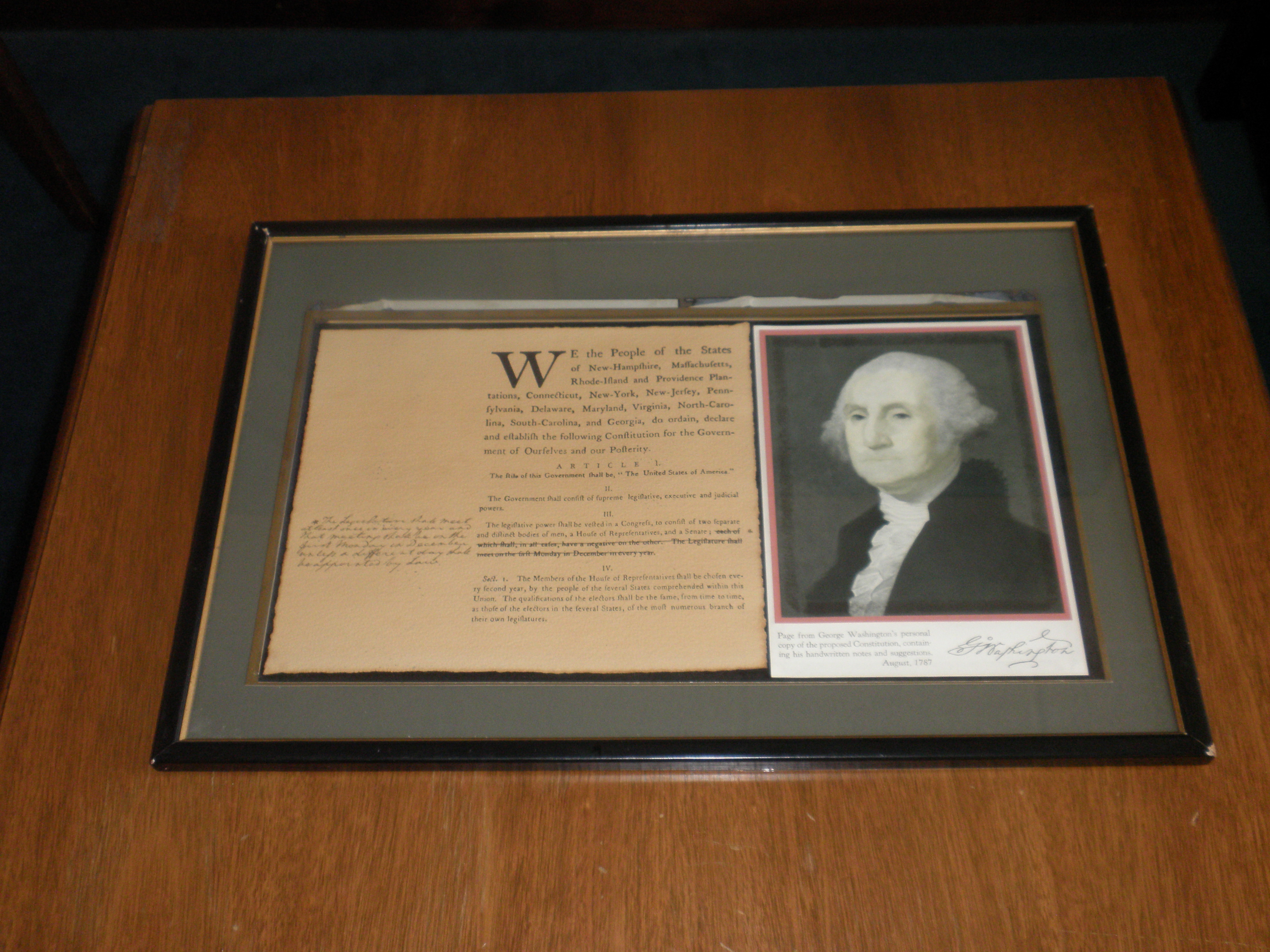 Framed Page From Washington's Journal