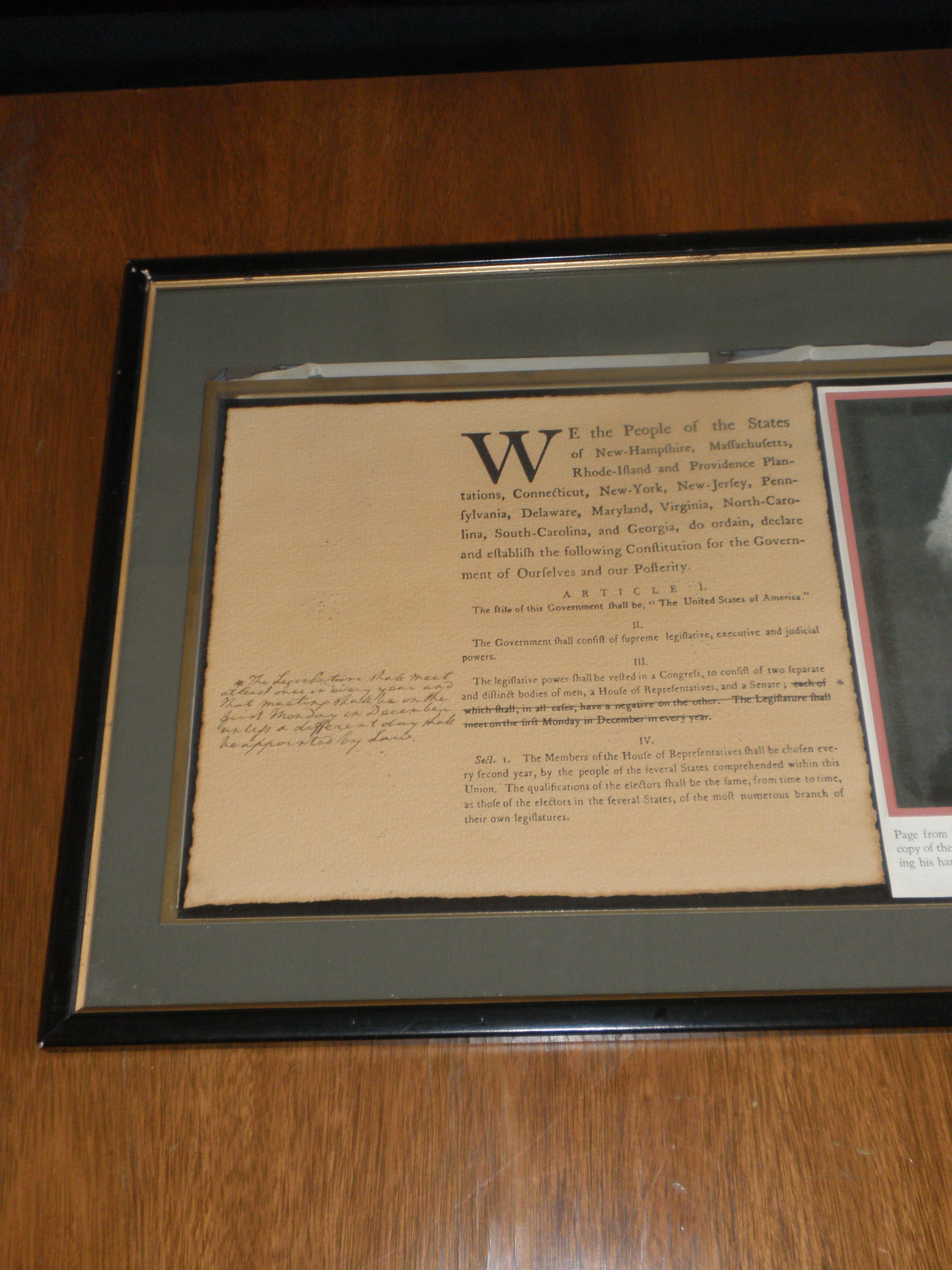 Framed Page From Washington's Journal