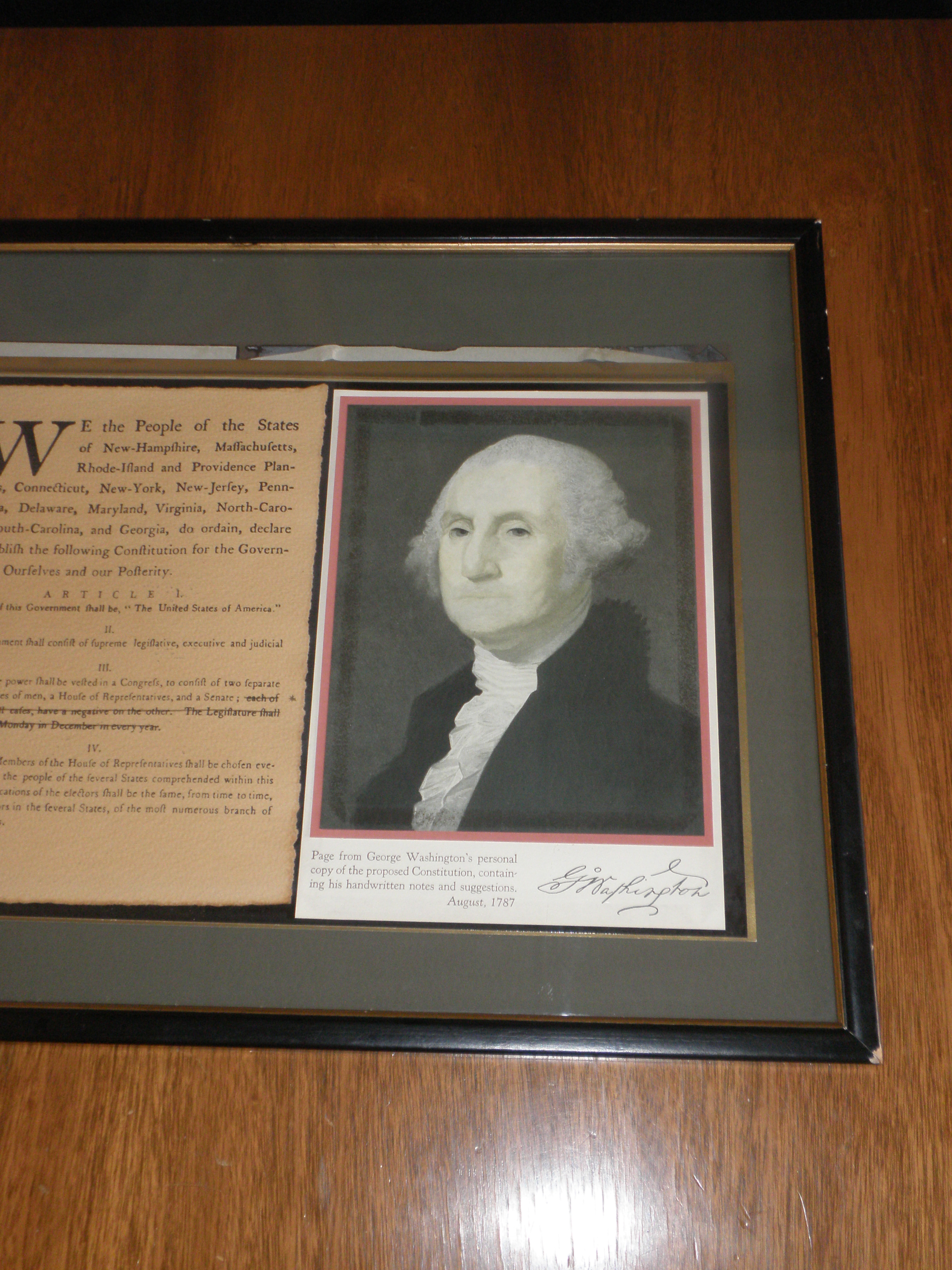 Framed Page From Washington's Journal