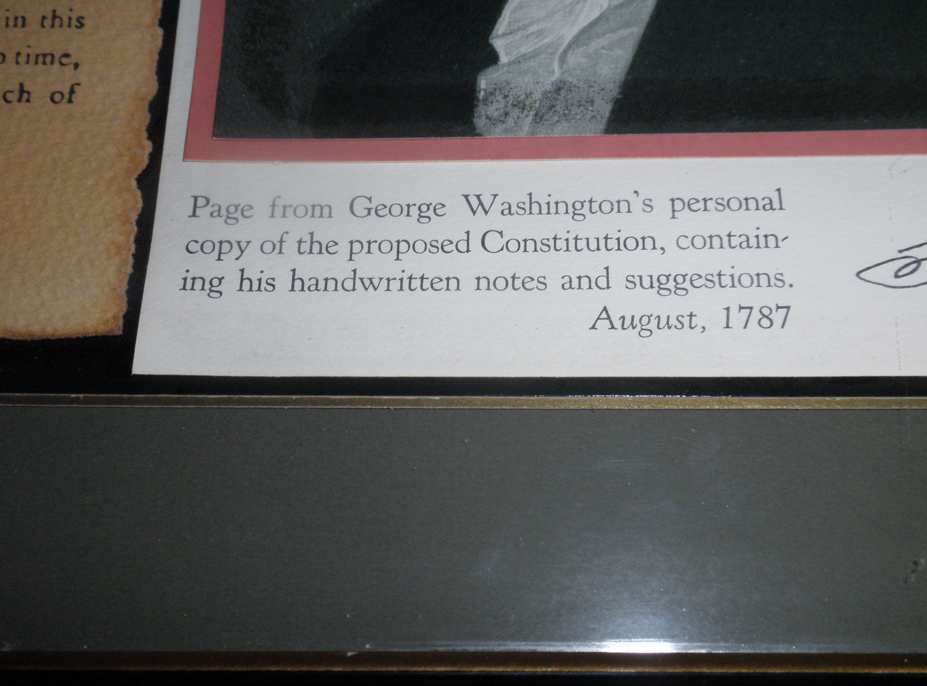 Framed Page From Washington's Journal