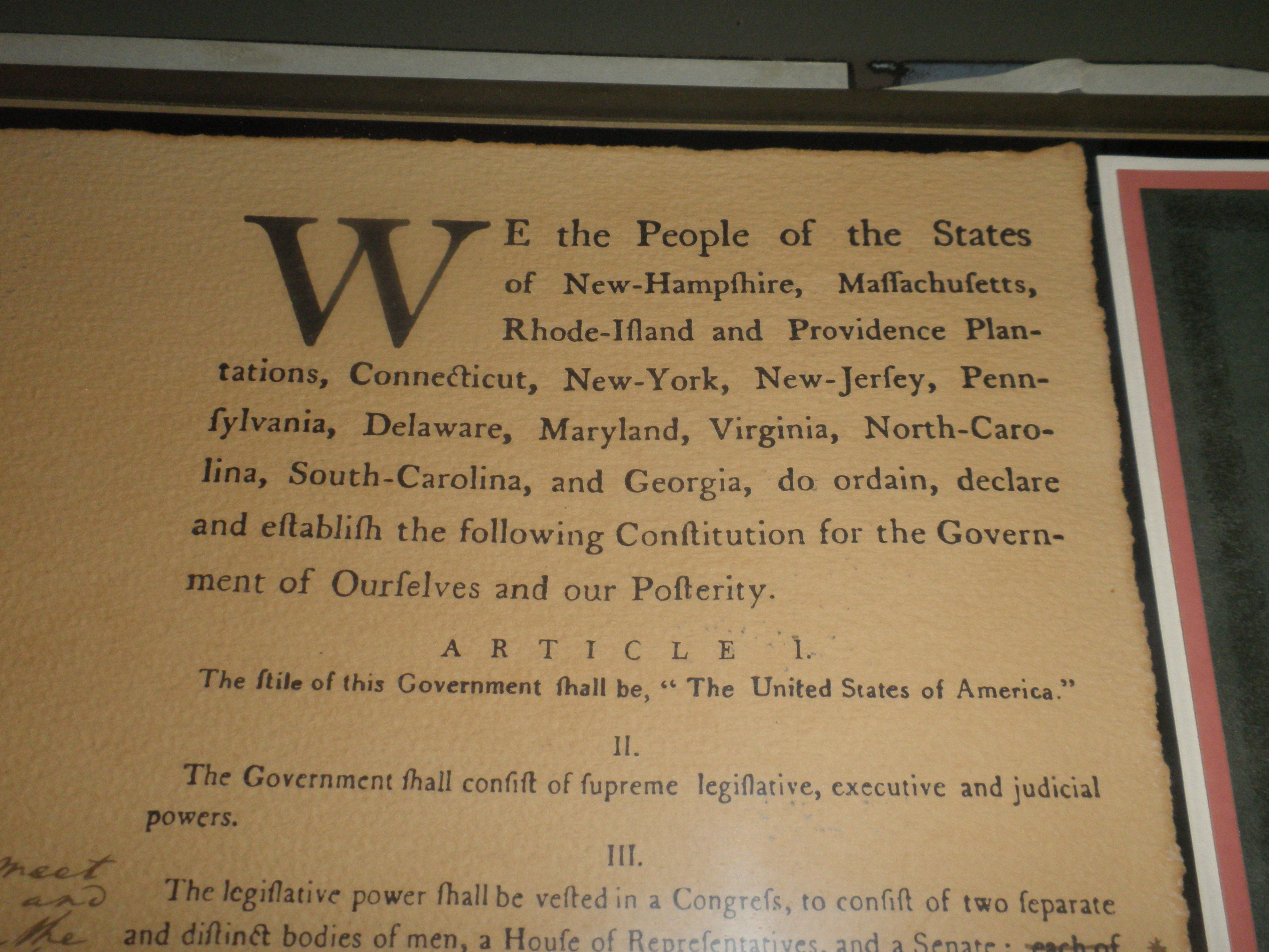 Framed Page From Washington's Journal