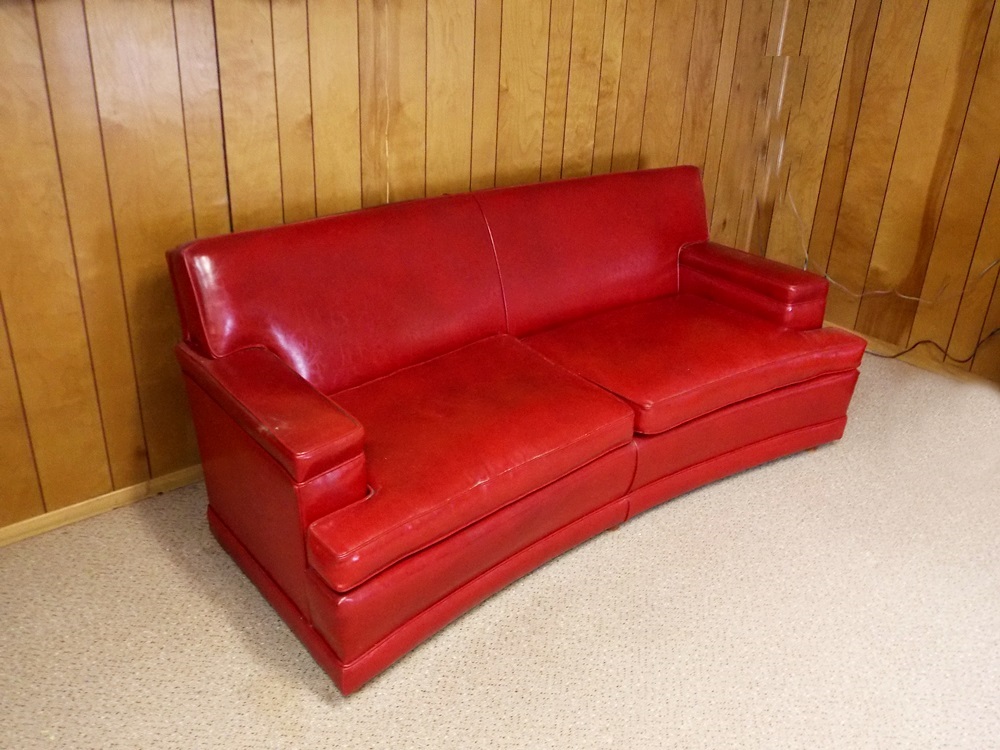 Vintage 1960's Red Naugahyde Sofa