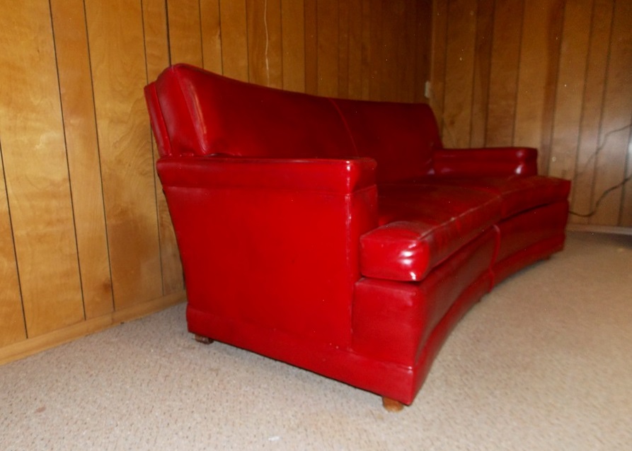 Vintage 1960's Red Naugahyde Sofa