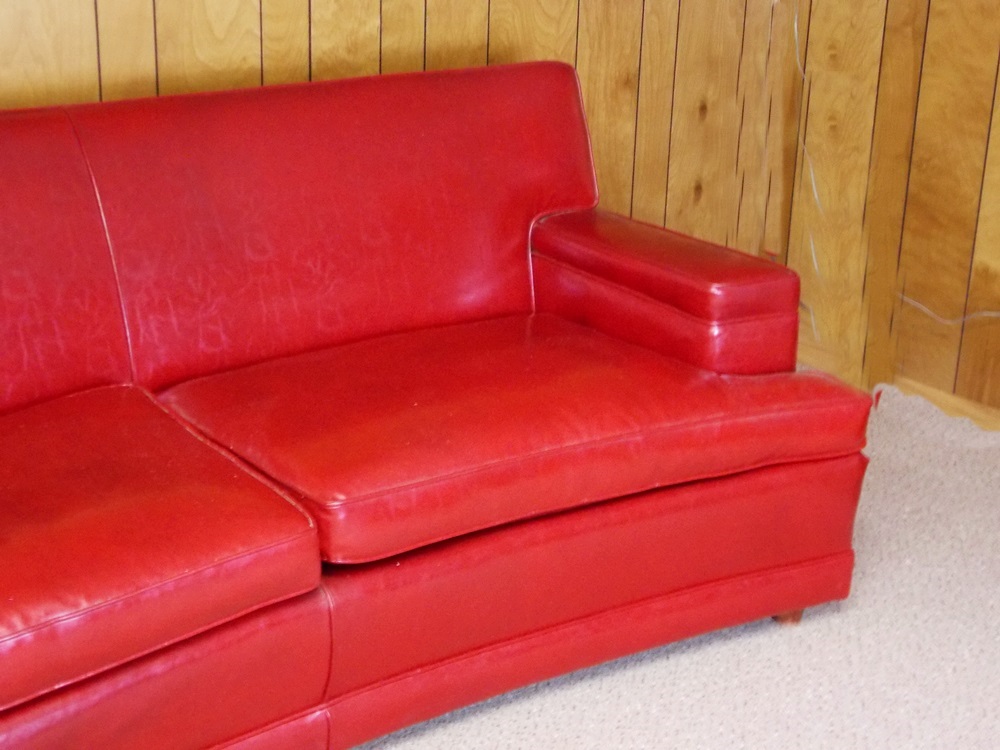 Vintage 1960's Red Naugahyde Sofa
