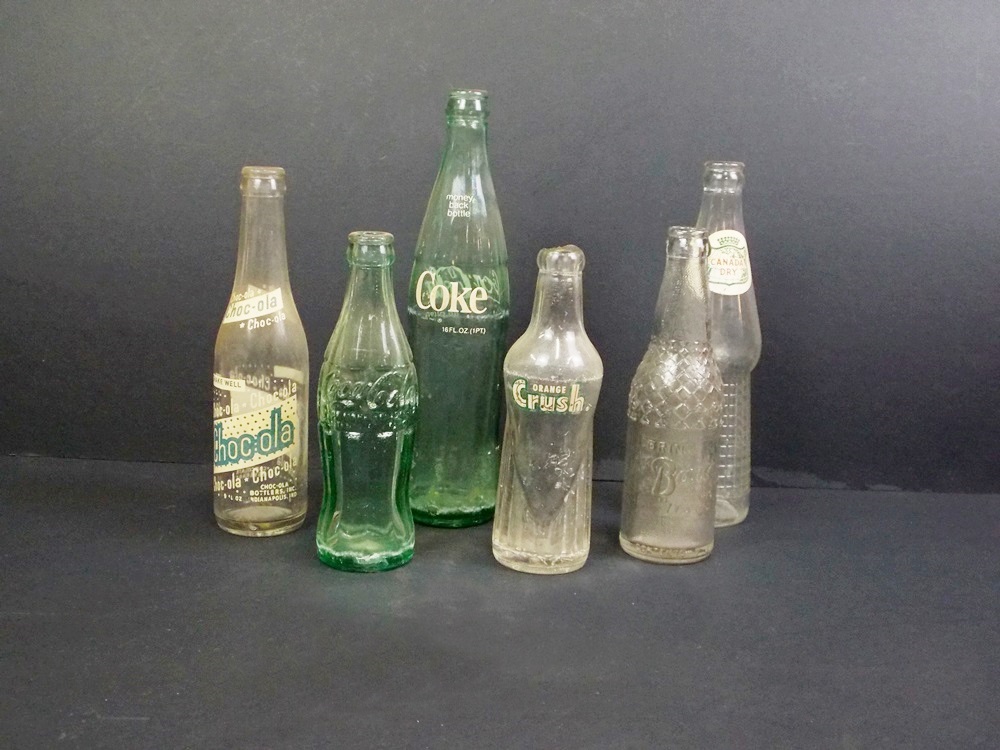 Box of Vintage Beverage Bottles