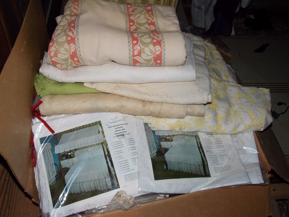 A vast array of Vintage Drapes and Bedspreads