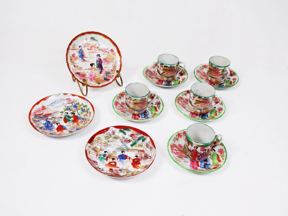 Charming Vintage Japanese Porcelain Cups and Saucers