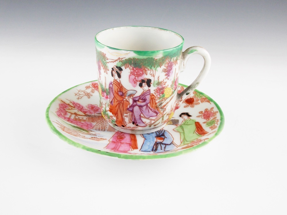 Charming Vintage Japanese Porcelain Cups and Saucers
