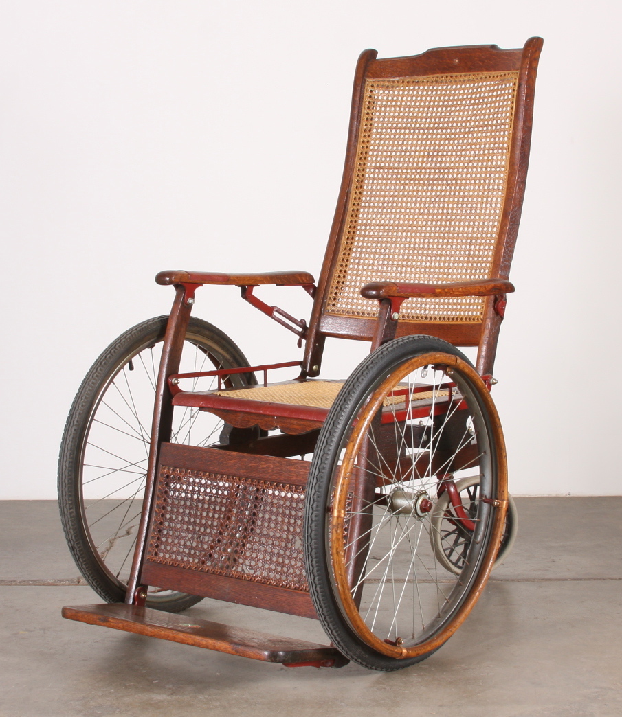 Antique Gendron Wheelchair with Rattan Seat and Back
