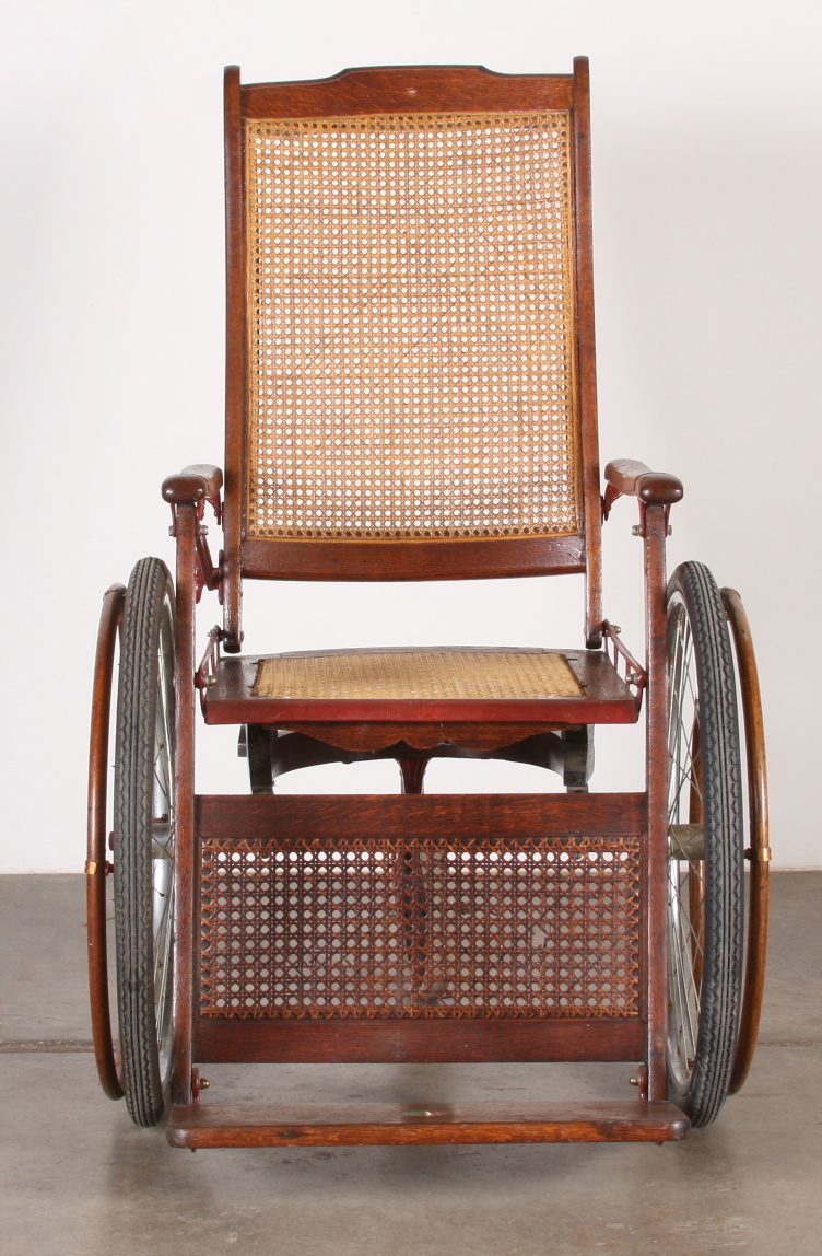 Antique Gendron Wheelchair with Rattan Seat and Back