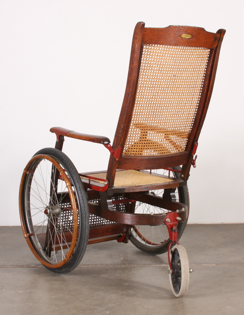 Antique Gendron Wheelchair with Rattan Seat and Back
