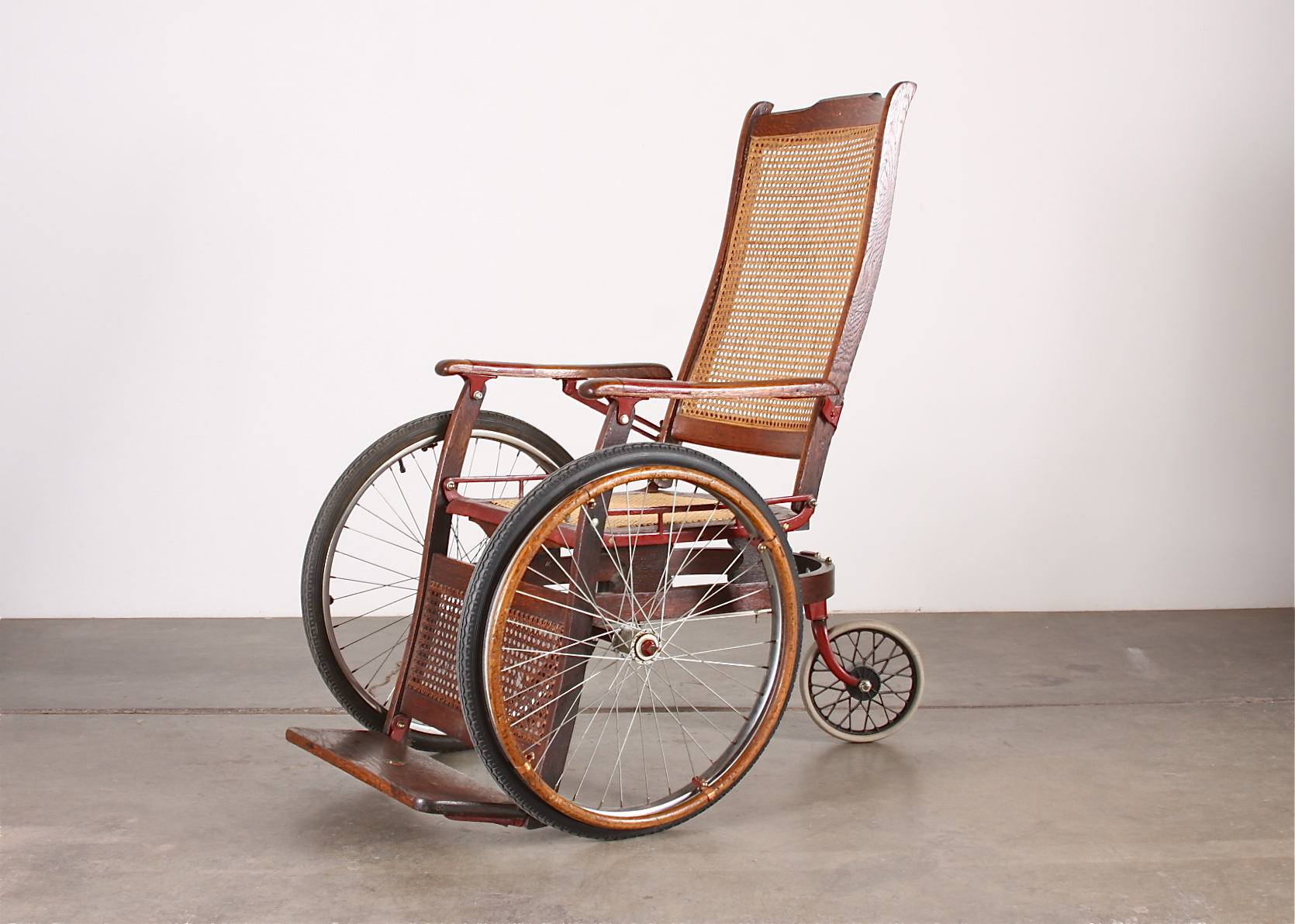 Antique Gendron Wheelchair with Rattan Seat and Back