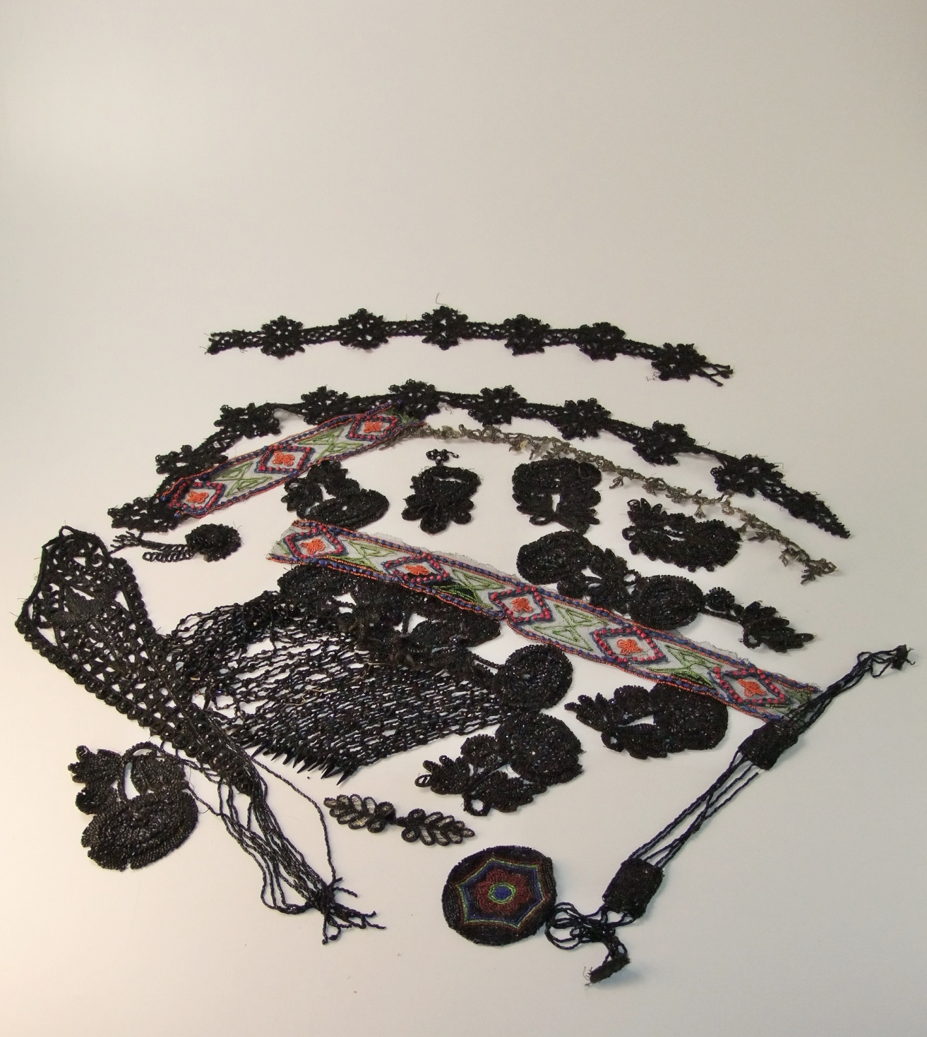 Collection of Victorian and early 20th Century hand beaded adornments and accessories