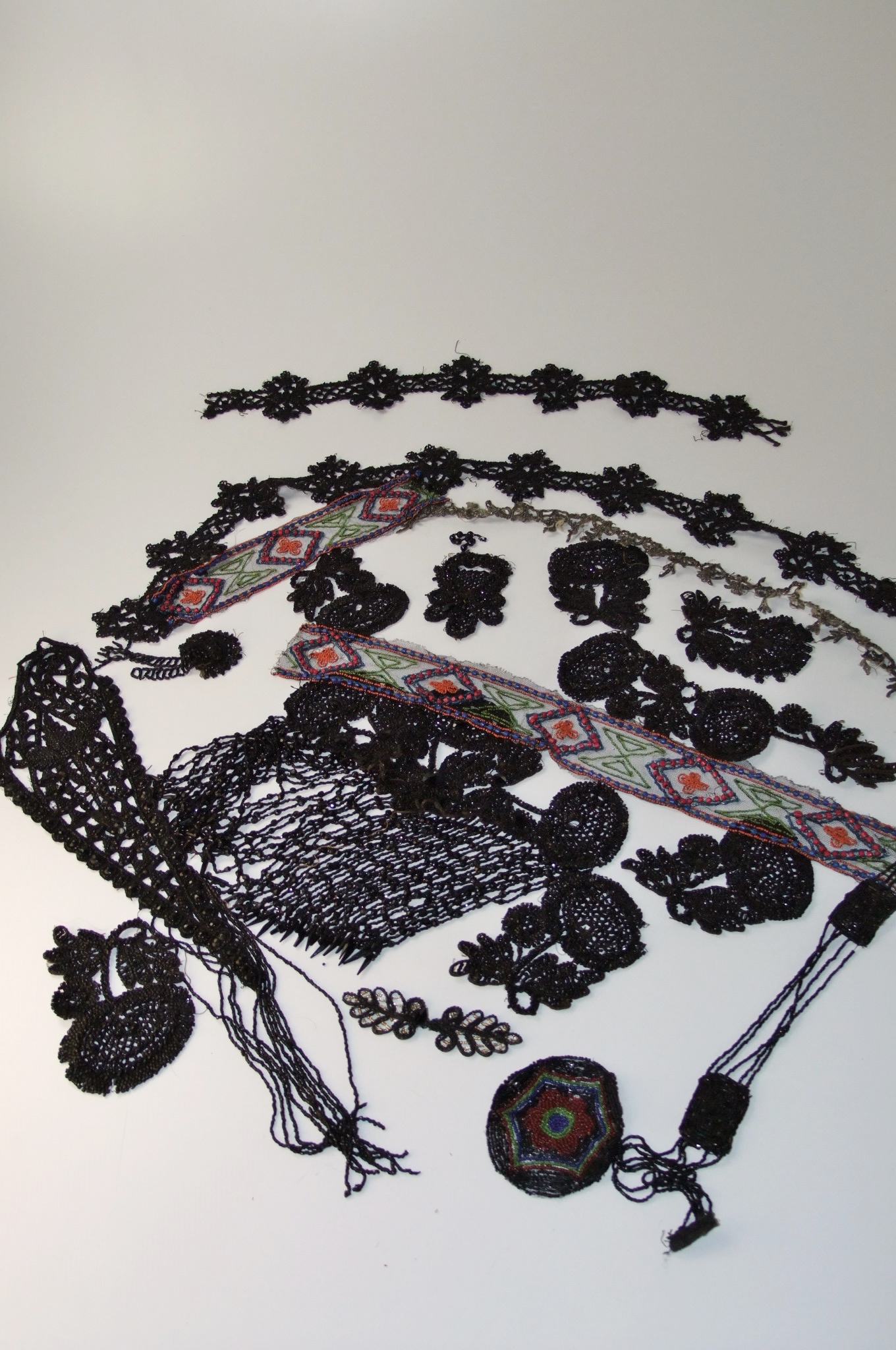 Collection of Victorian and early 20th Century hand beaded adornments and accessories
