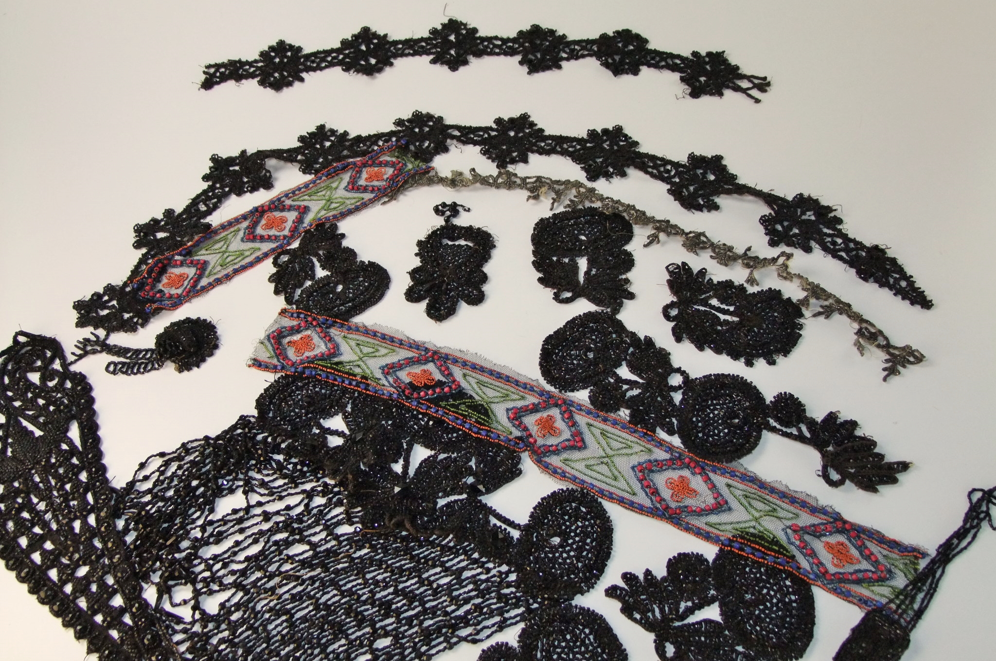 Collection of Victorian and early 20th Century hand beaded adornments and accessories