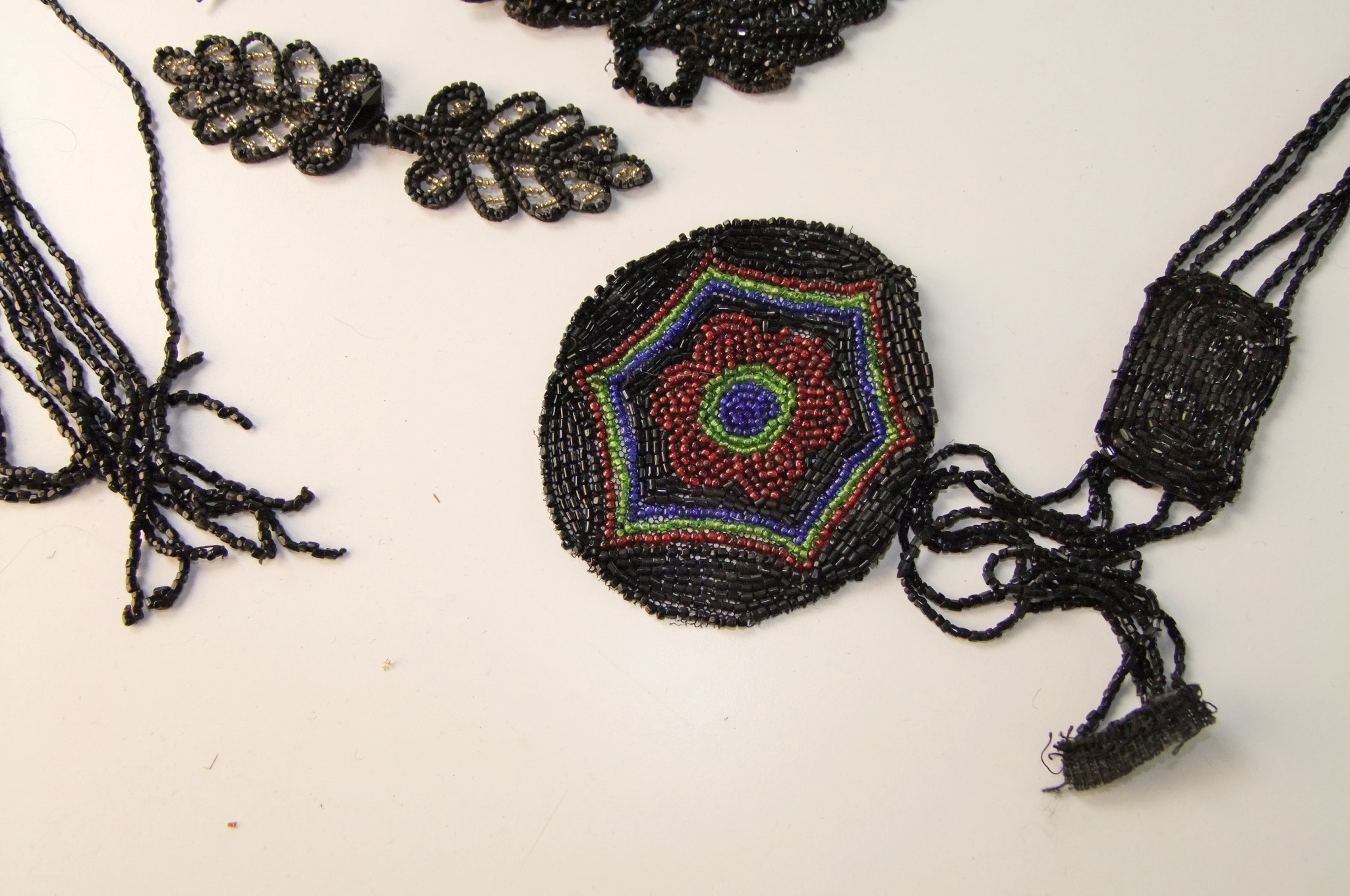 Collection of Victorian and early 20th Century hand beaded adornments and accessories