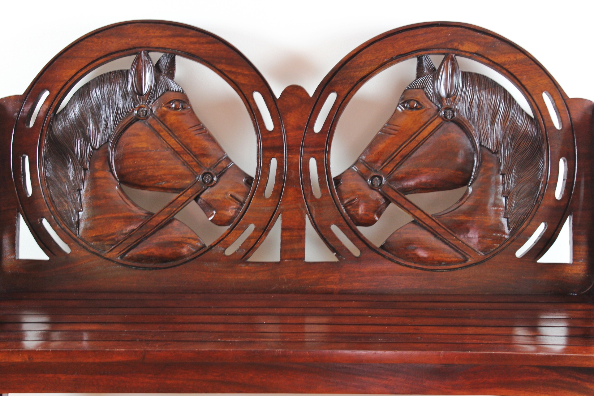 Carved Horse Head Bench