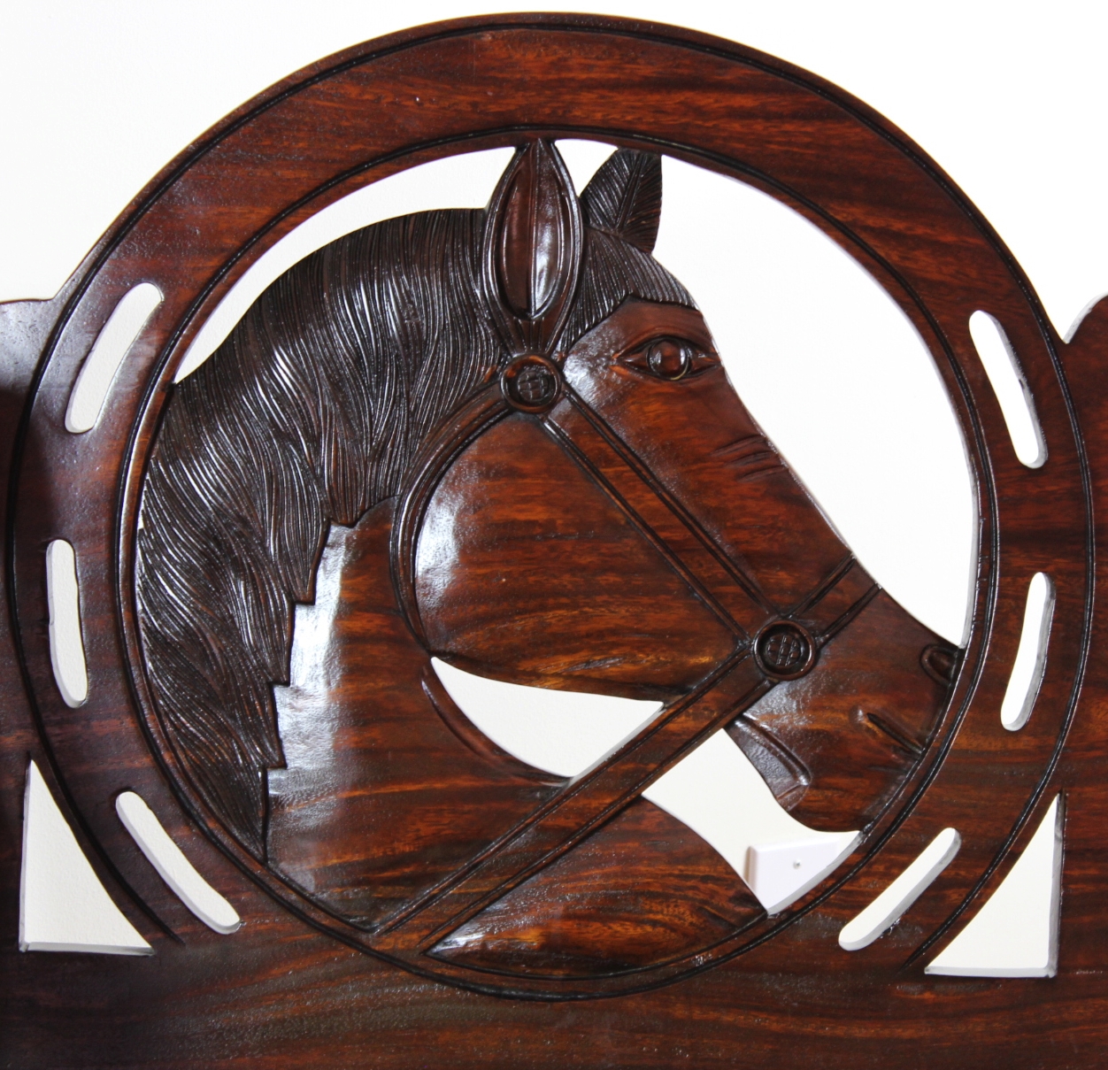 Carved Horse Head Bench