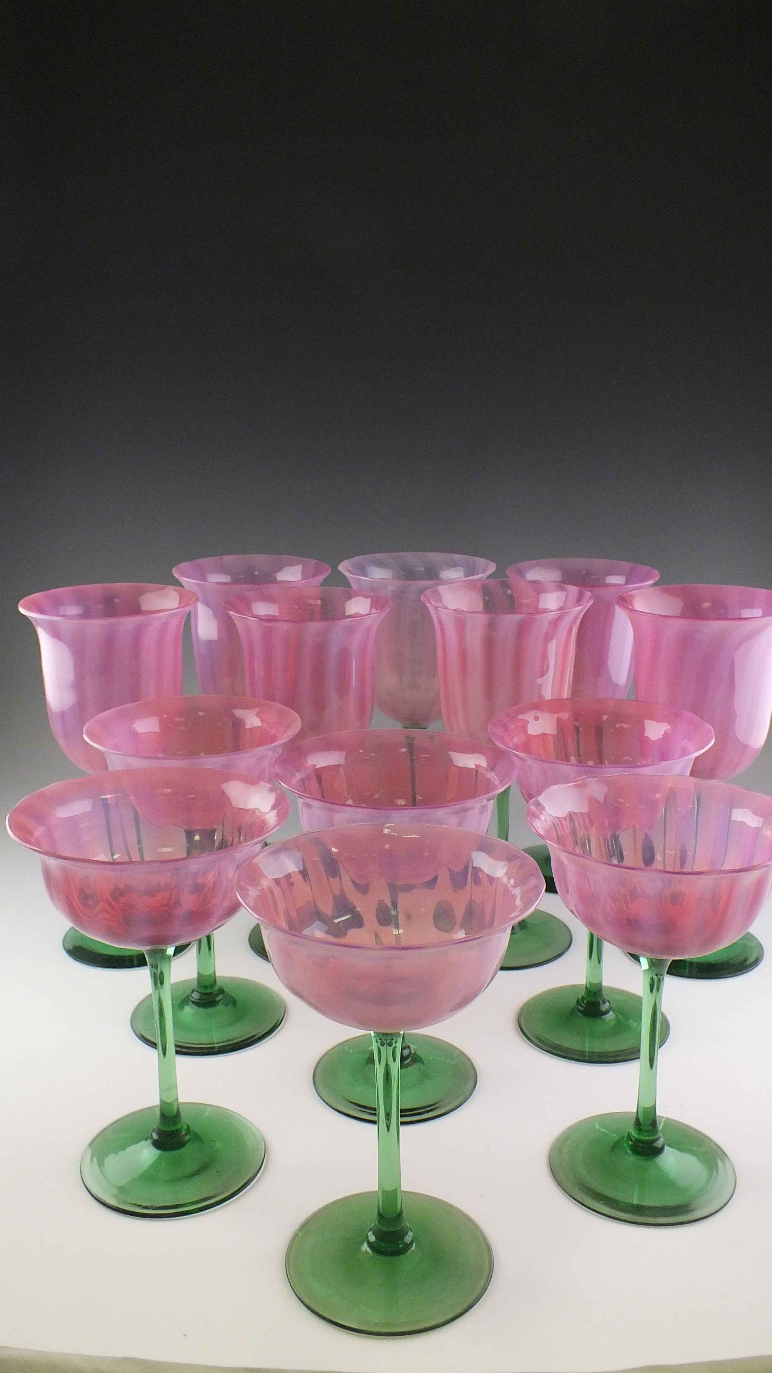 Pink and Green Art Glassware