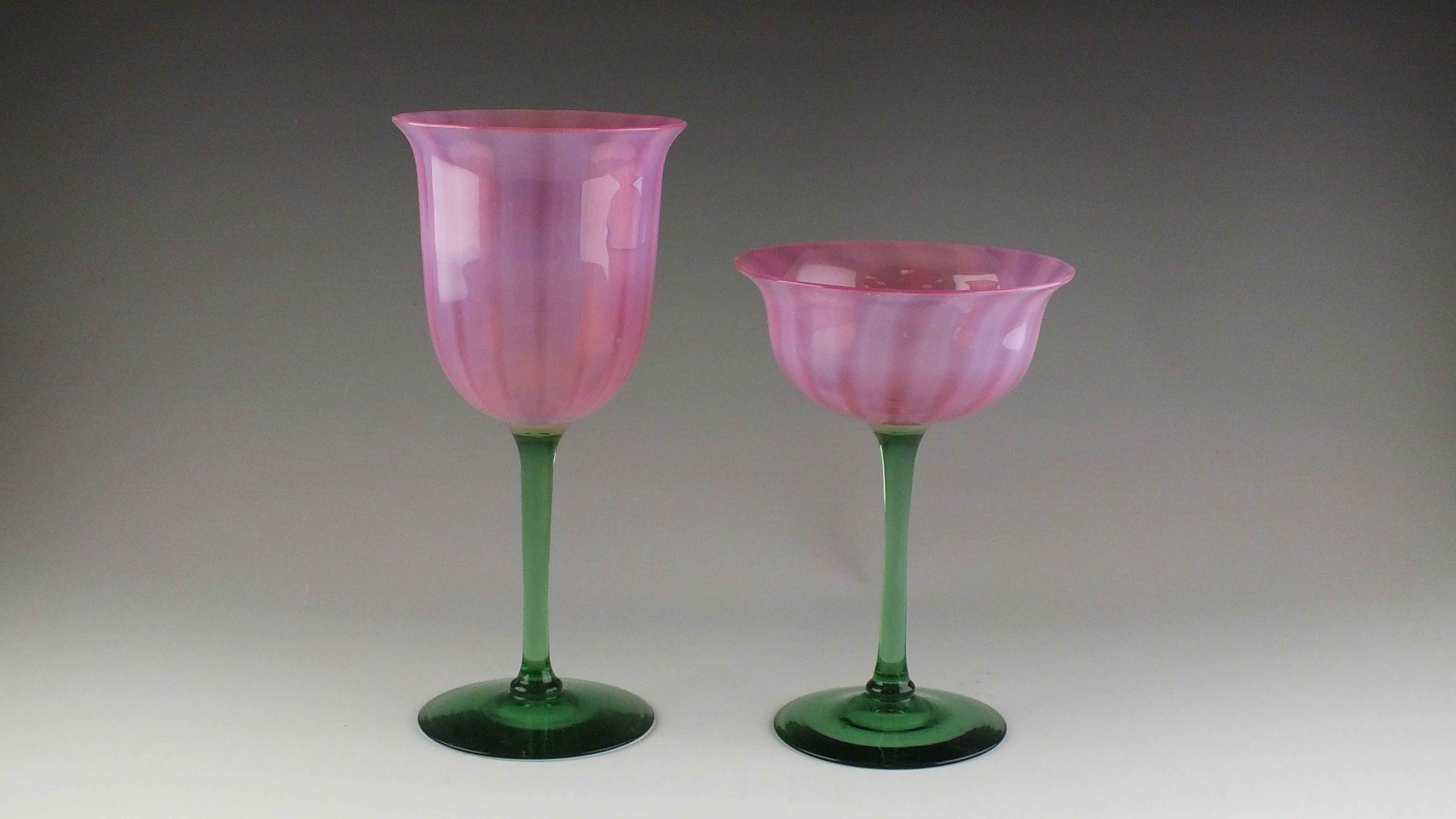 Pink and Green Art Glassware