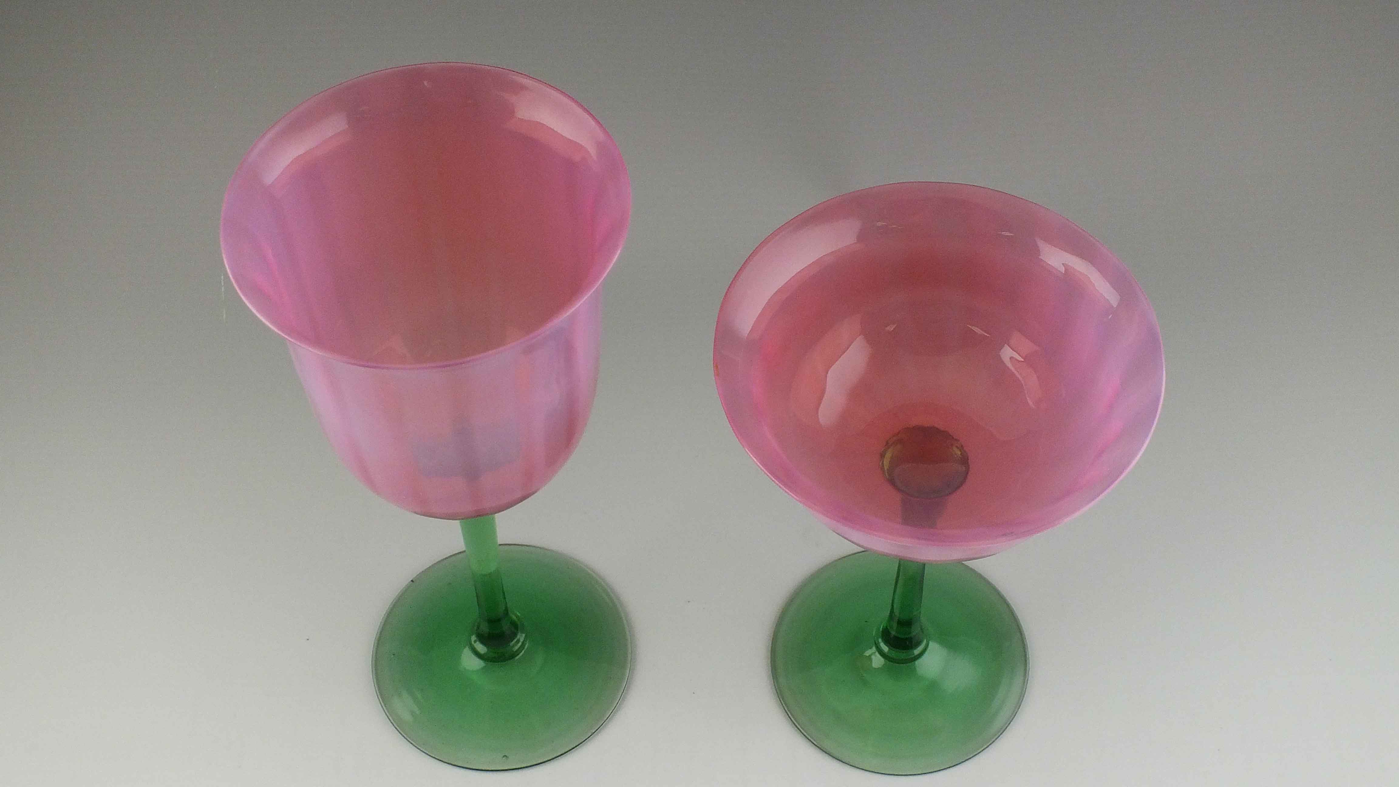 Pink and Green Art Glassware