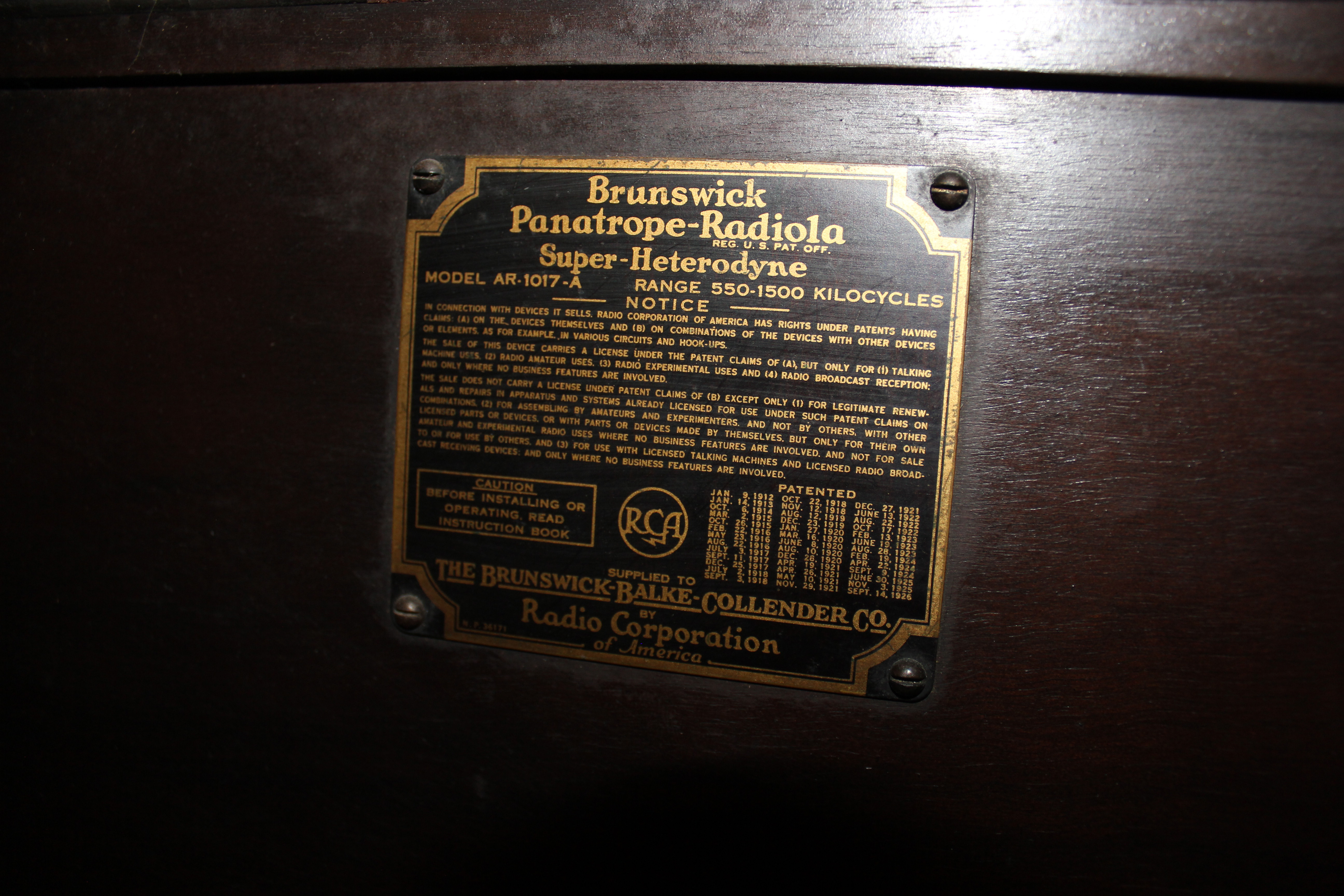Rare 1926 Brunswick Panatrope Radiola Phonograph