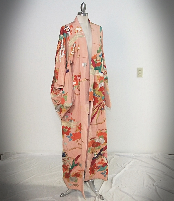 Vintage Japanese Kimono with screenprint design