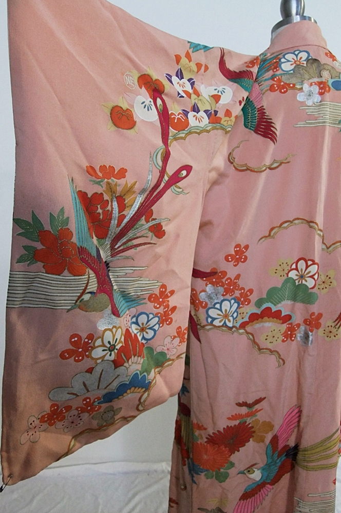 Vintage Japanese Kimono with screenprint design