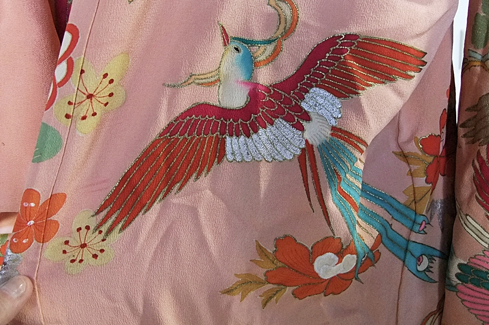 Vintage Japanese Kimono with screenprint design